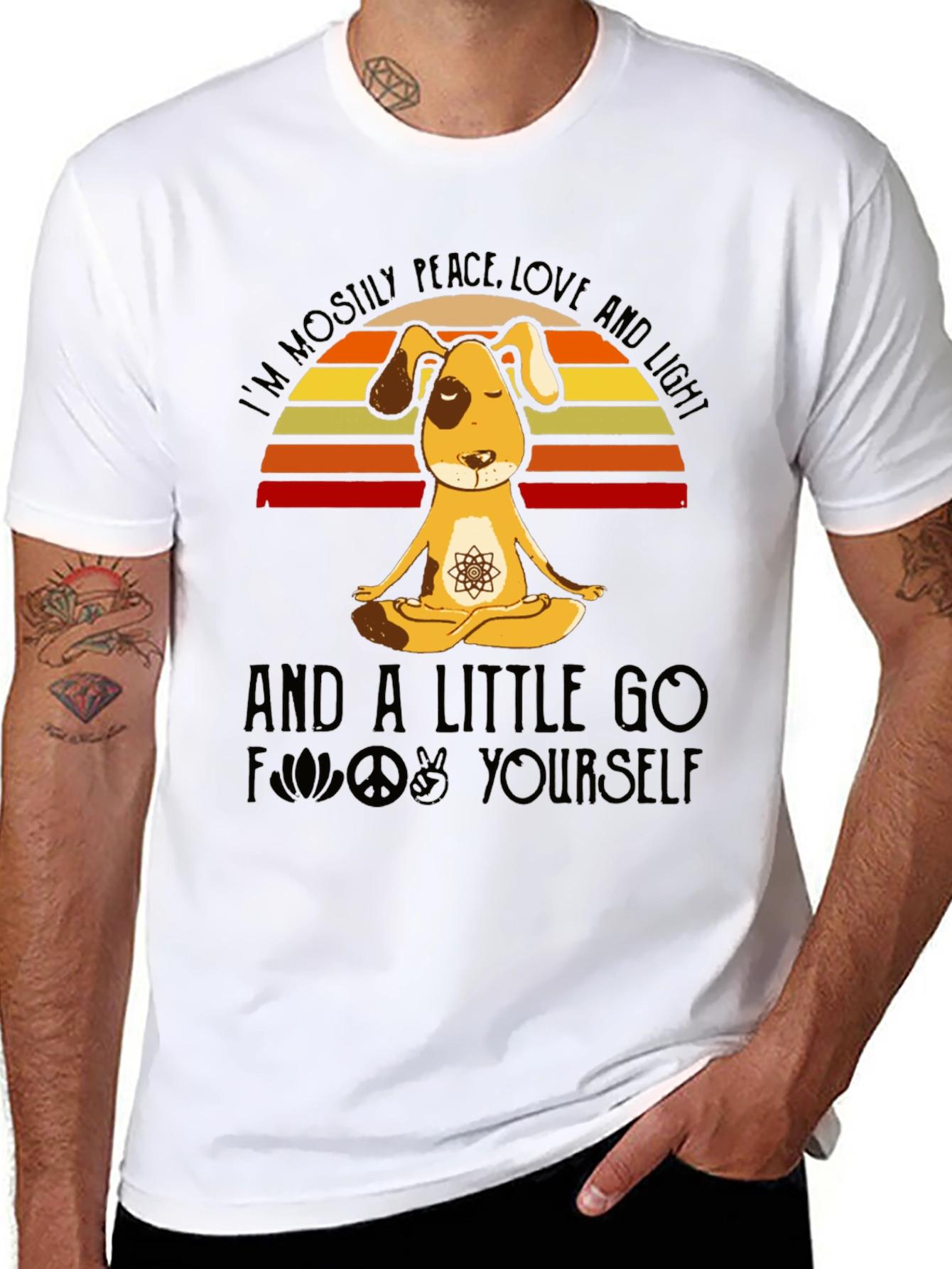Peace Love and Light Dog Yoga T-Shirt