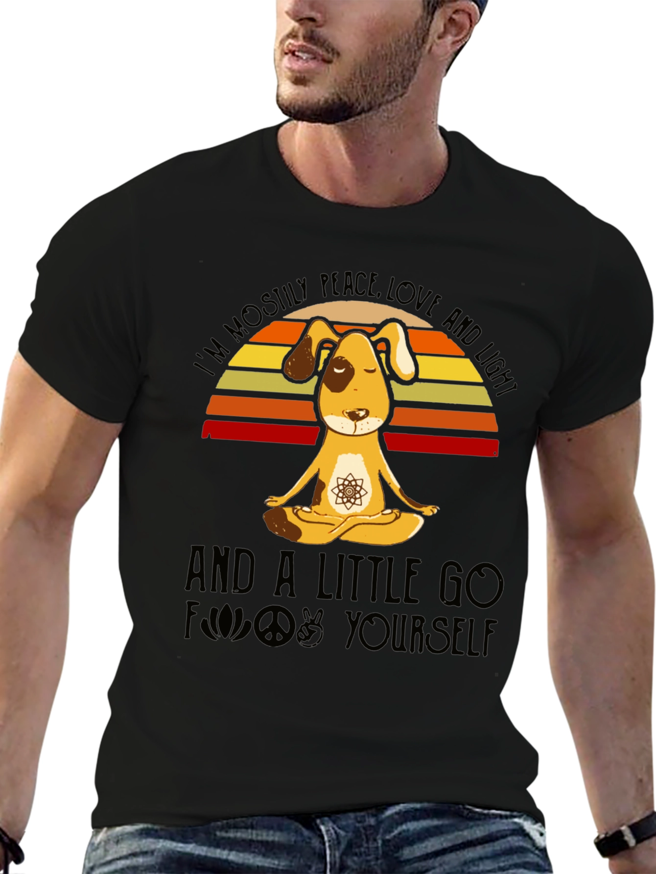 Peace Love and Light Dog Yoga T-Shirt