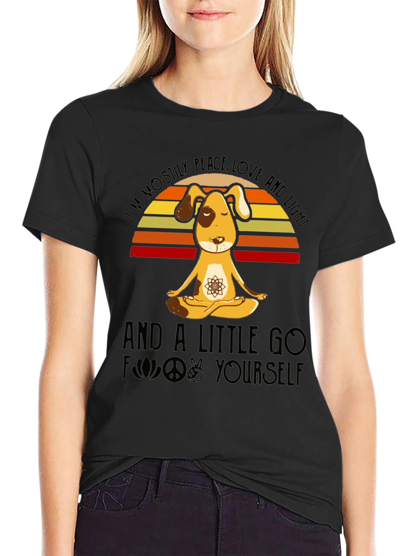 Peace Love and Light Dog Yoga T-Shirt