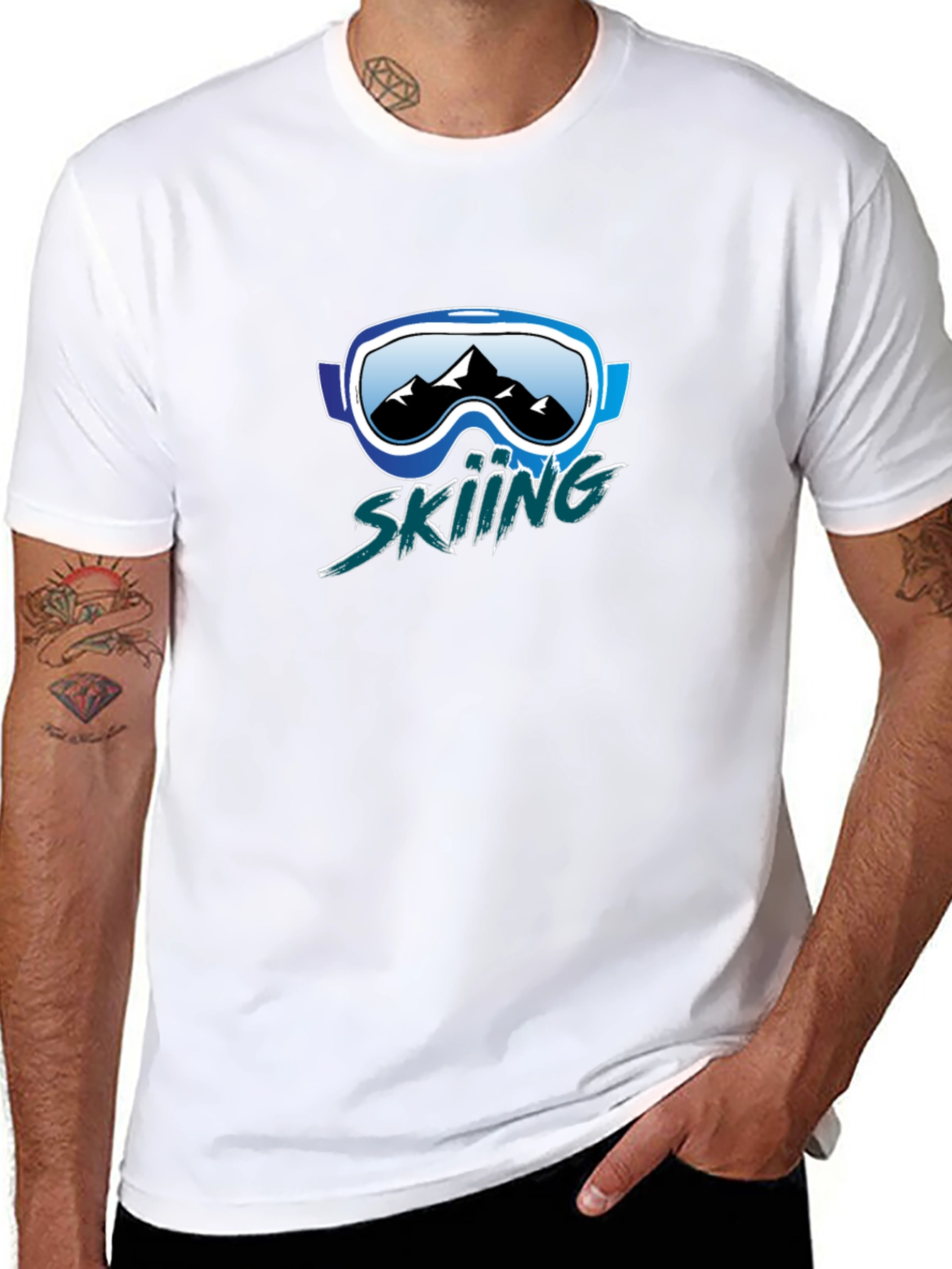 Skiing Graphic Tee - Mountain Goggles Design