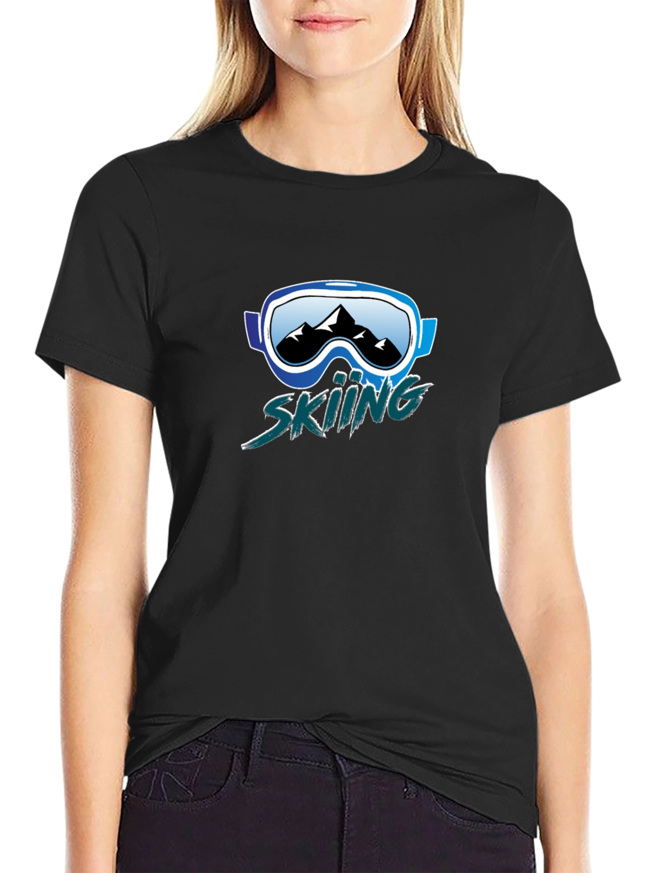 Skiing Graphic Tee - Mountain Goggles Design