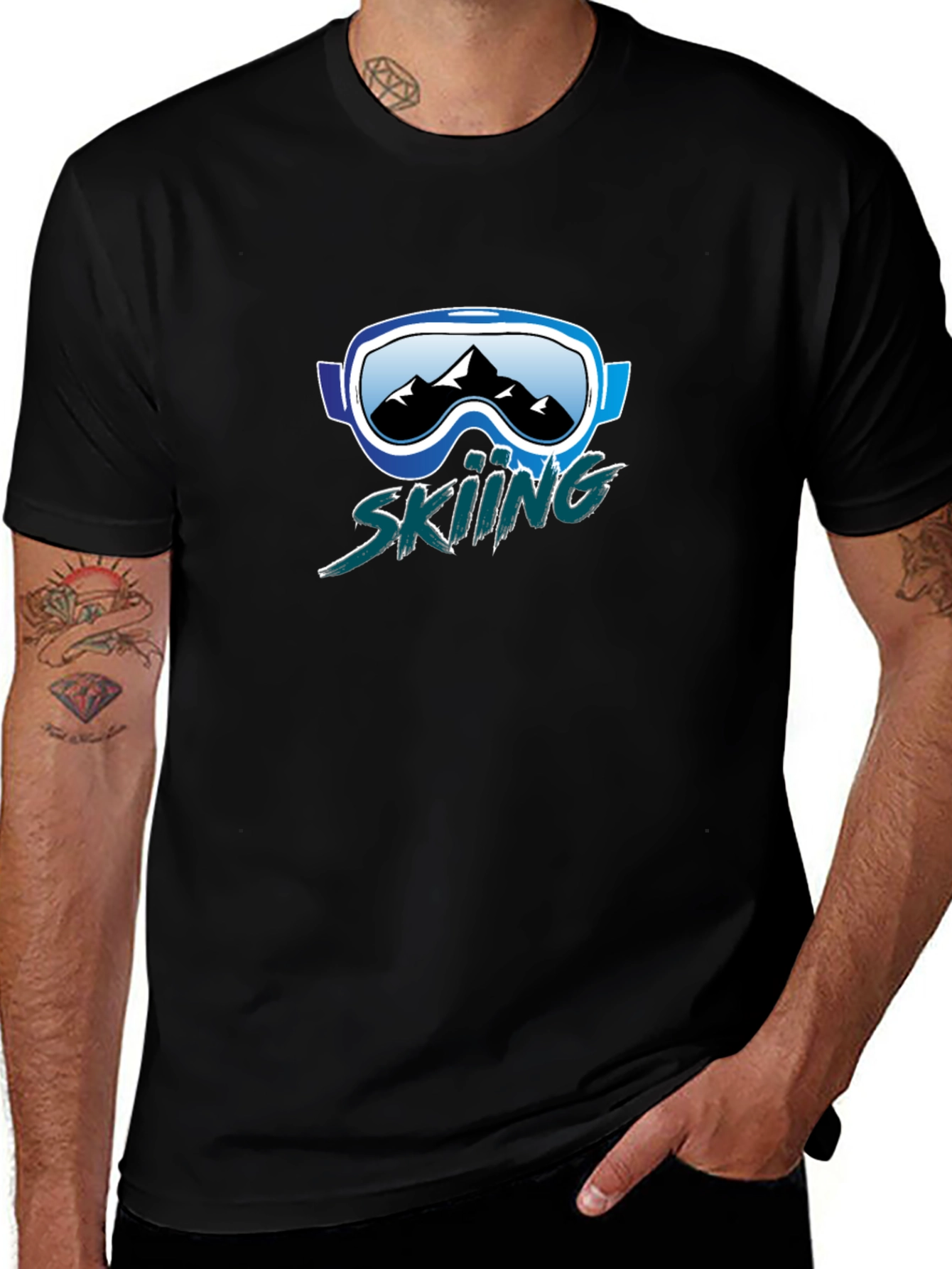 Skiing Graphic Tee - Mountain Goggles Design