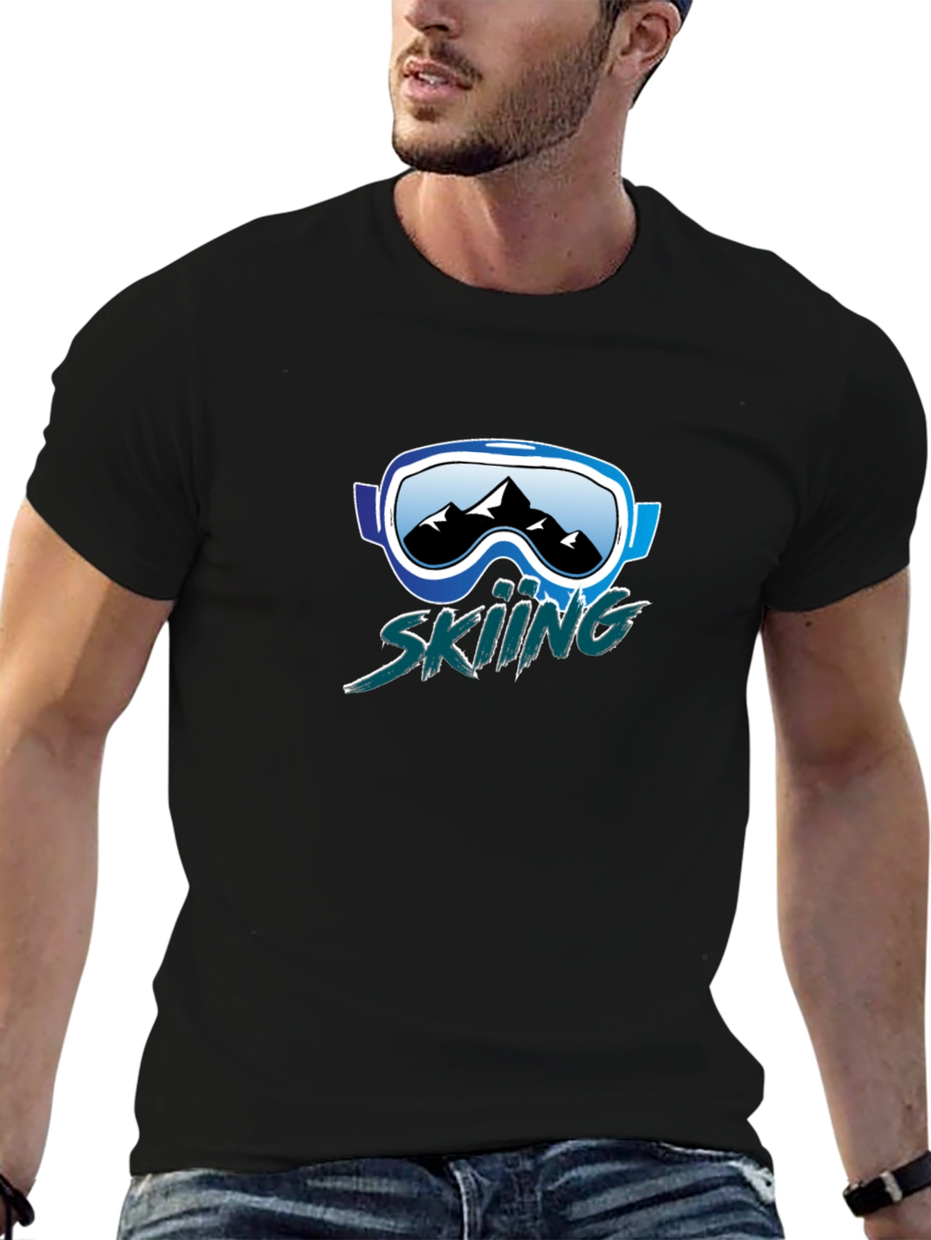 Skiing Graphic Tee - Mountain Goggles Design