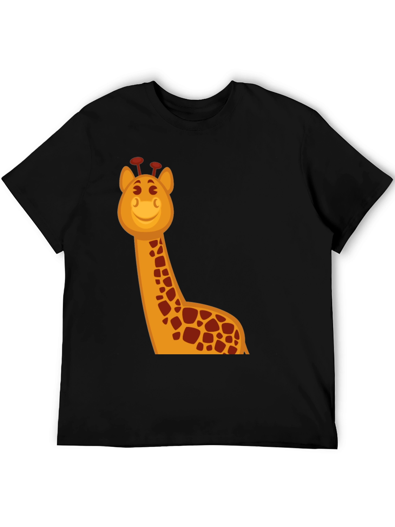 Cartoon Giraffe Graphic Tee - Black
