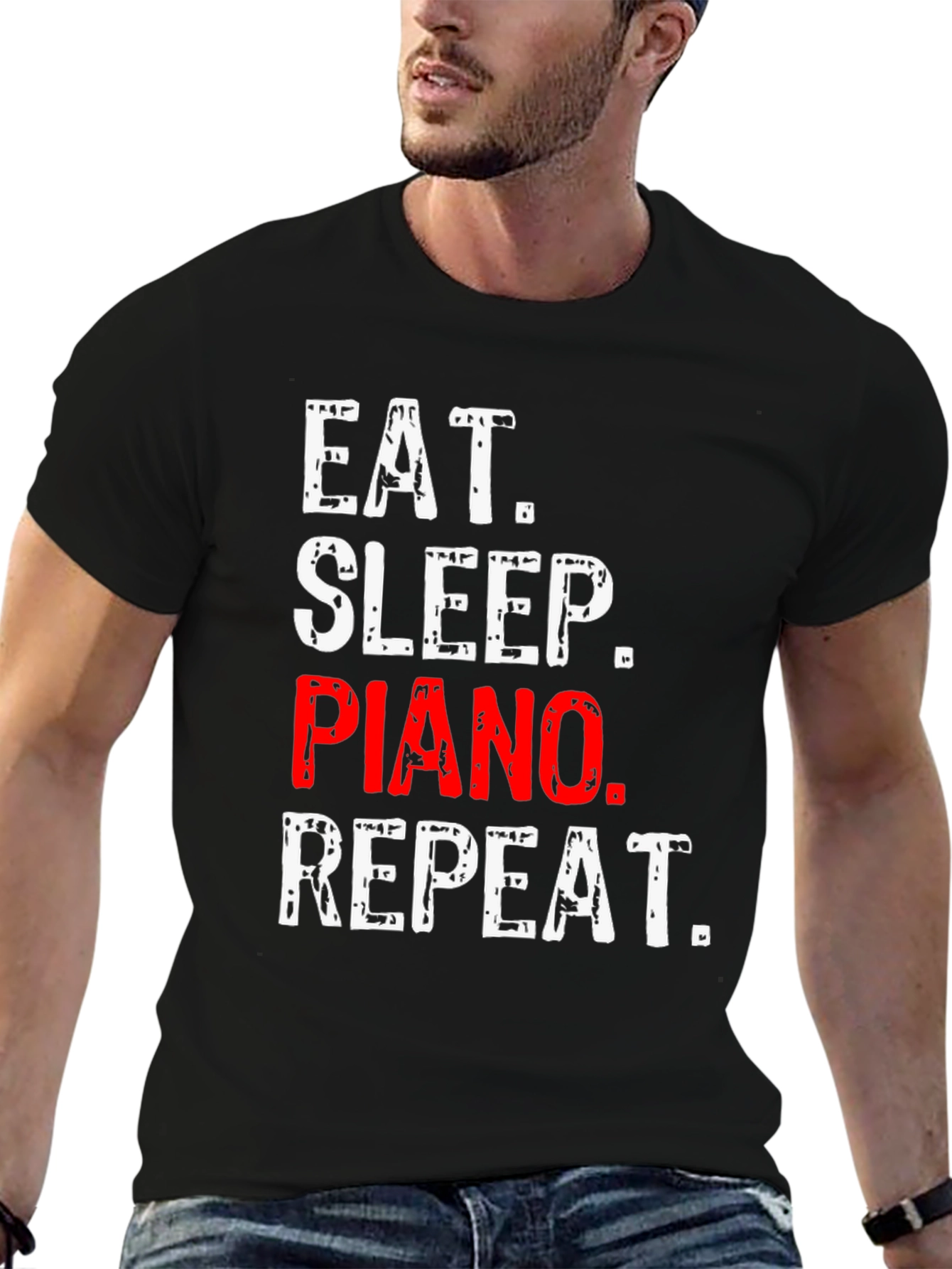 Eat Sleep Piano Repeat Black T-Shirt
