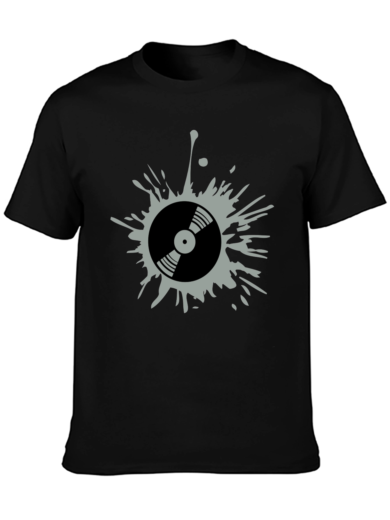 Retro Vinyl Record Splatter Graphic T-Shirt