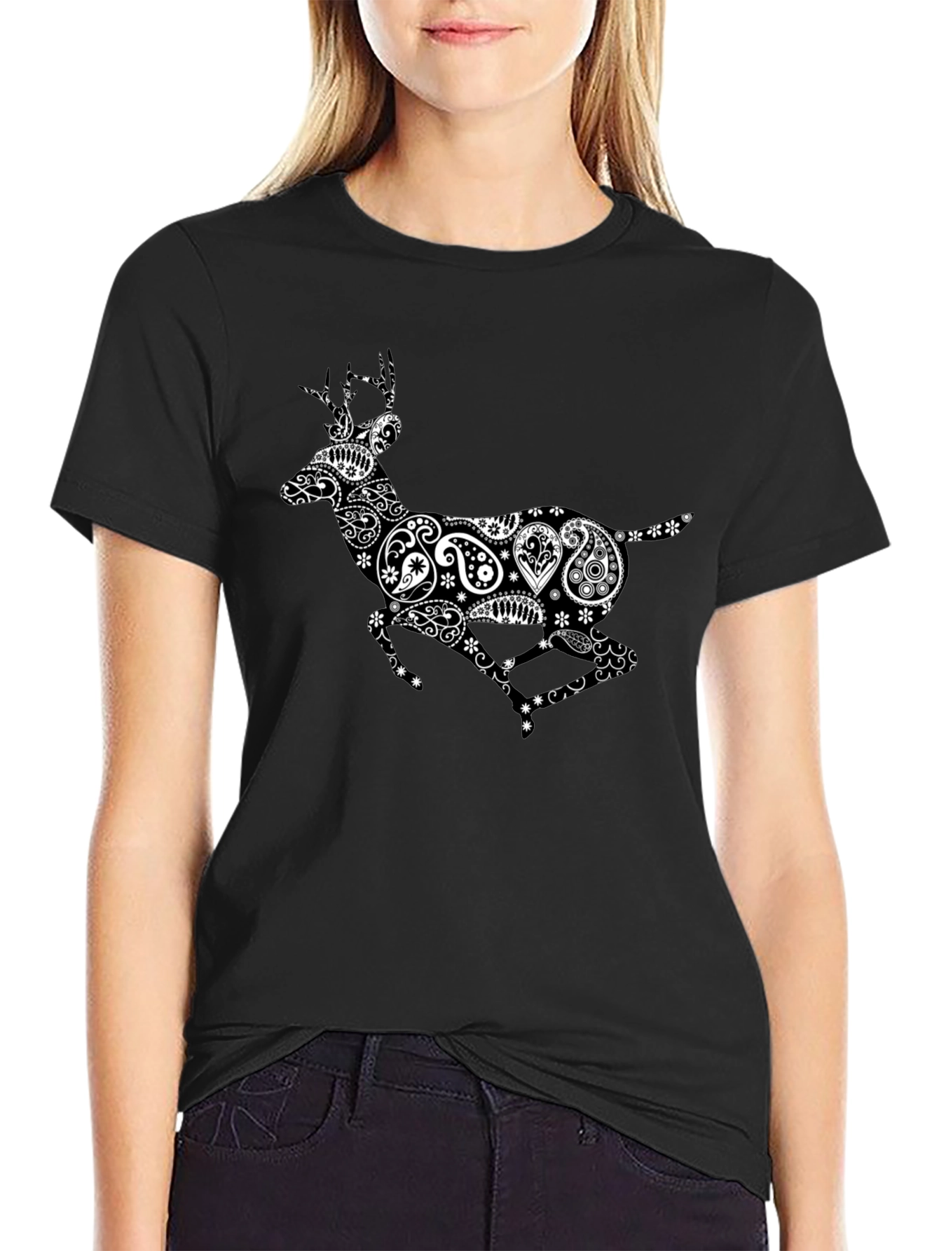 Black Deer Paisley Graphic Tee