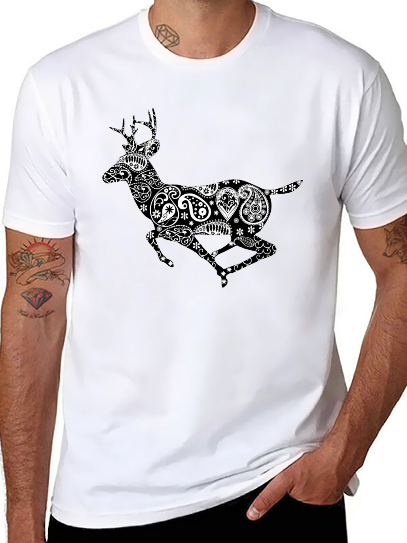 Black Deer Paisley Graphic Tee