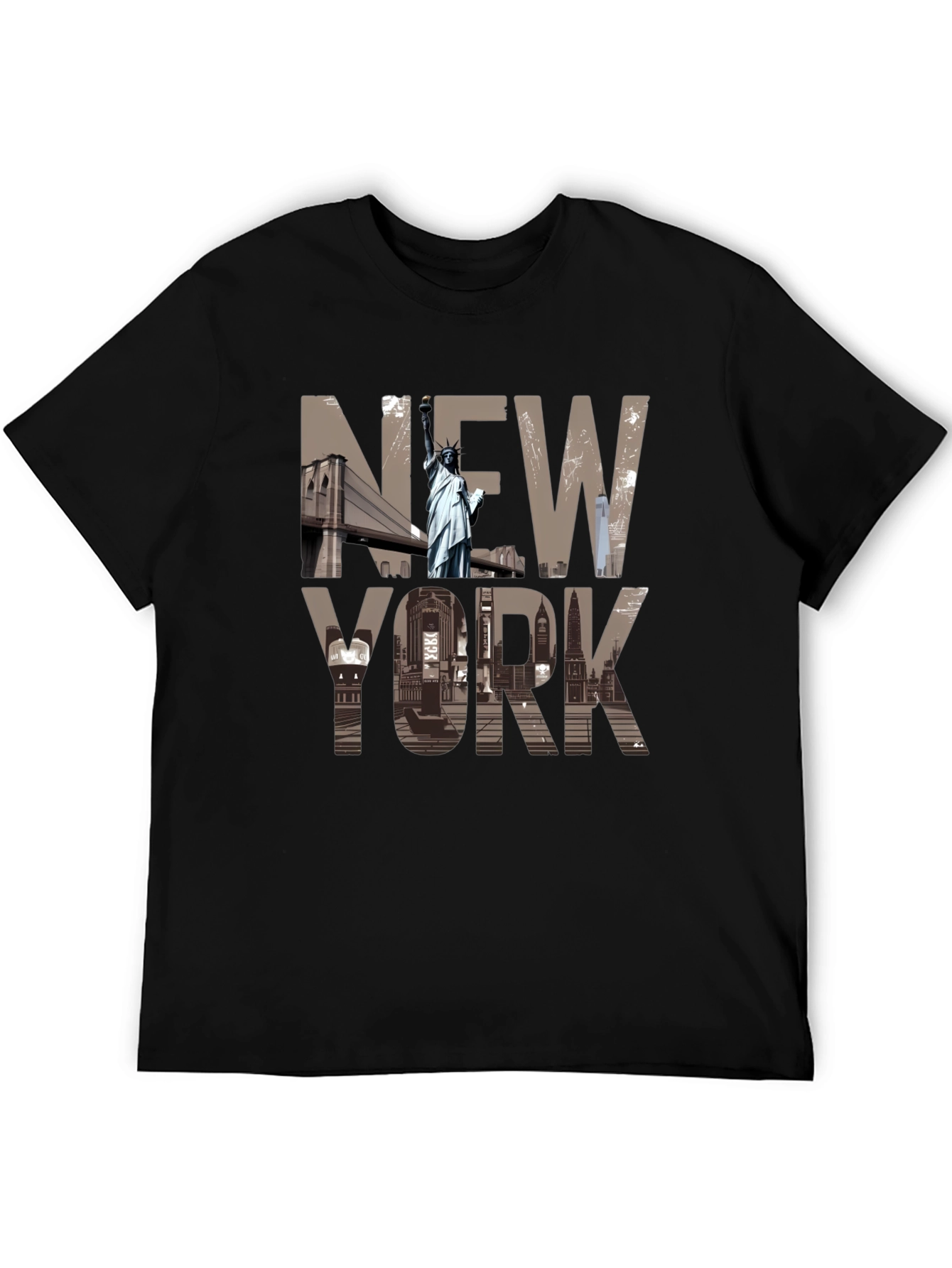 New York Cityscape Graphic T-Shirt - Black