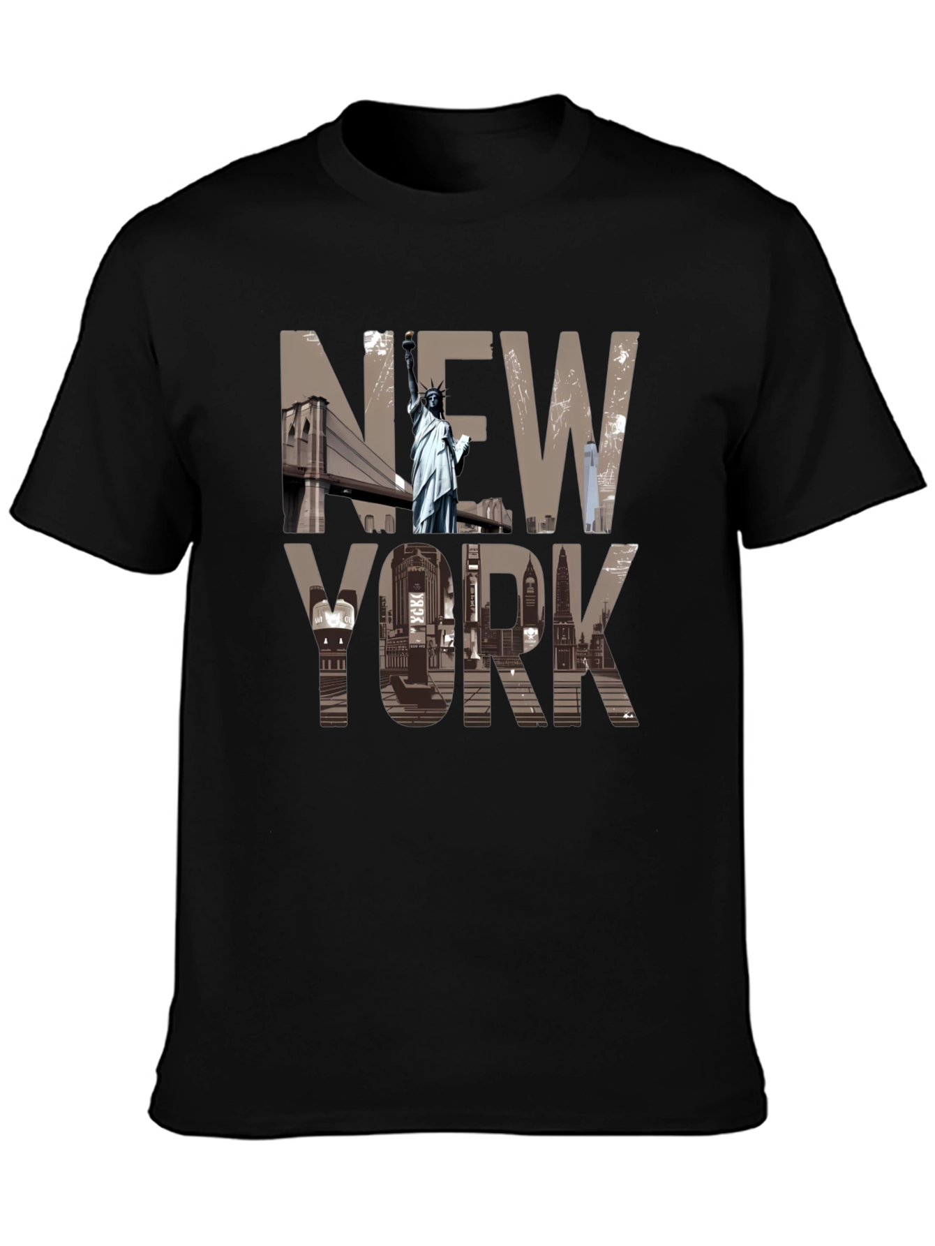 New York Cityscape Graphic T-Shirt - Black