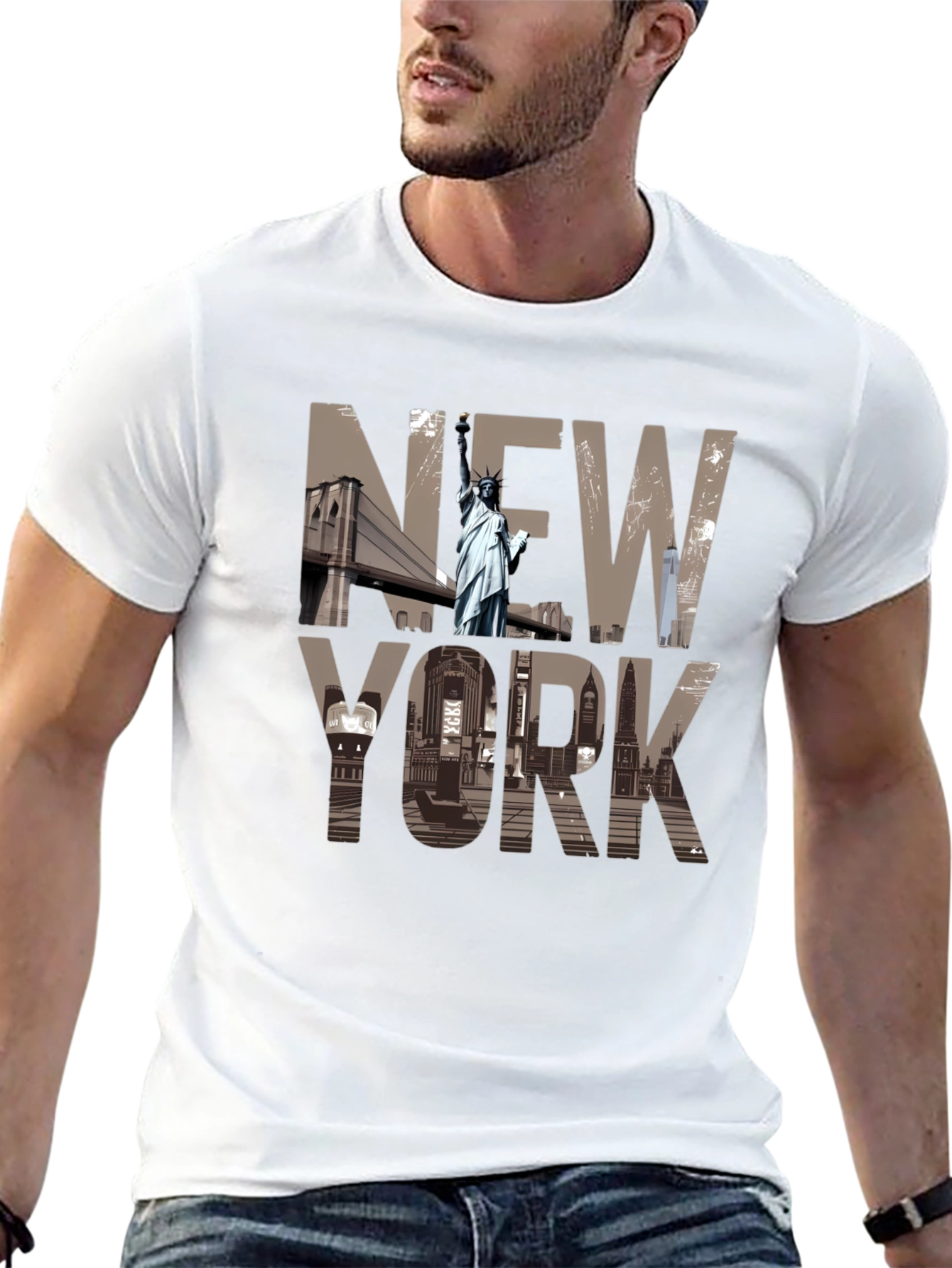New York Cityscape Graphic T-Shirt - Black