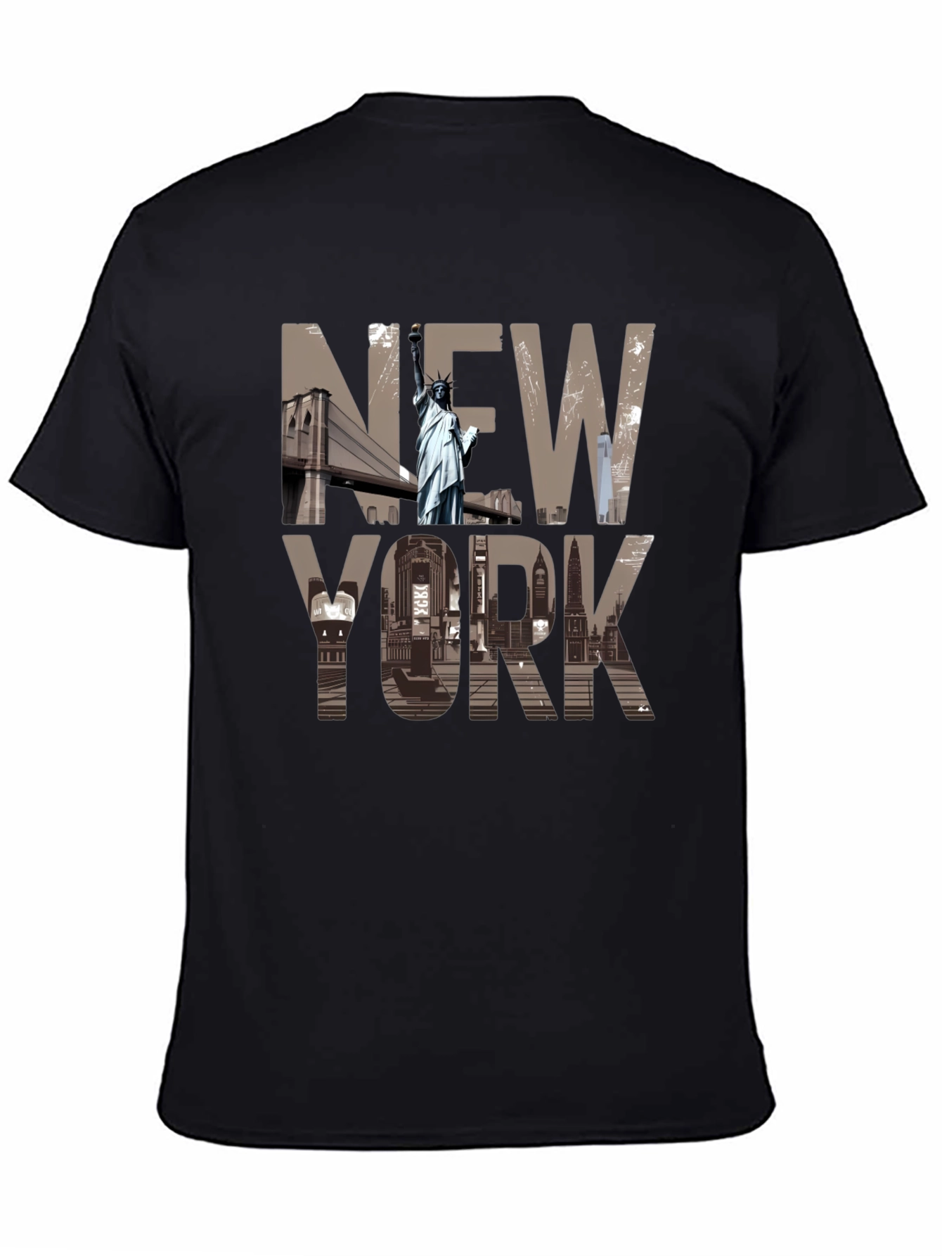 New York Cityscape Graphic T-Shirt - Black