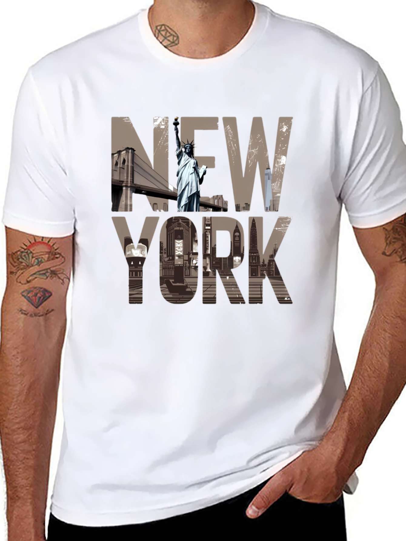 New York Cityscape Graphic T-Shirt - Black