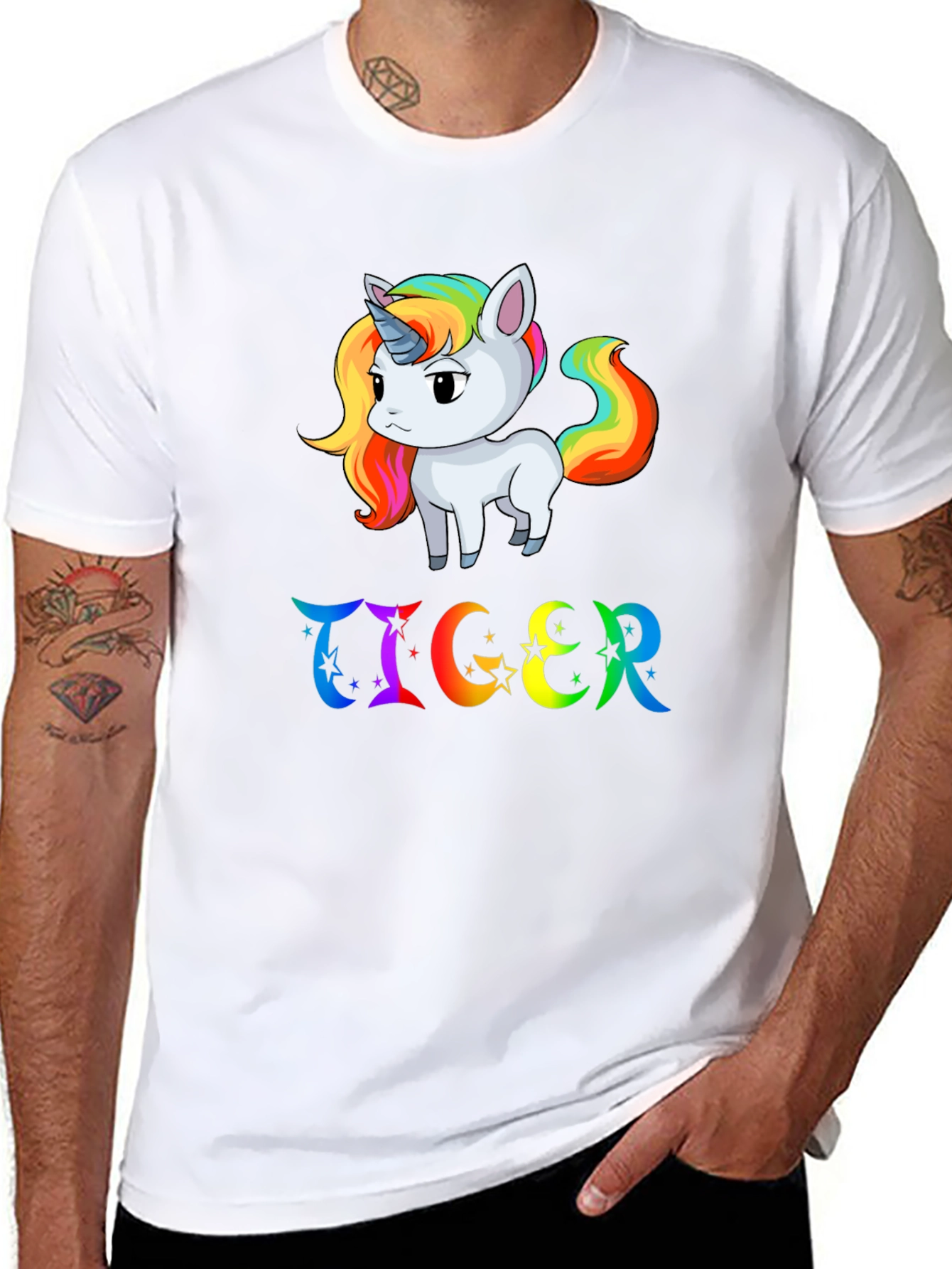 Rainbow Unicorn & TIGER Graphic Tee