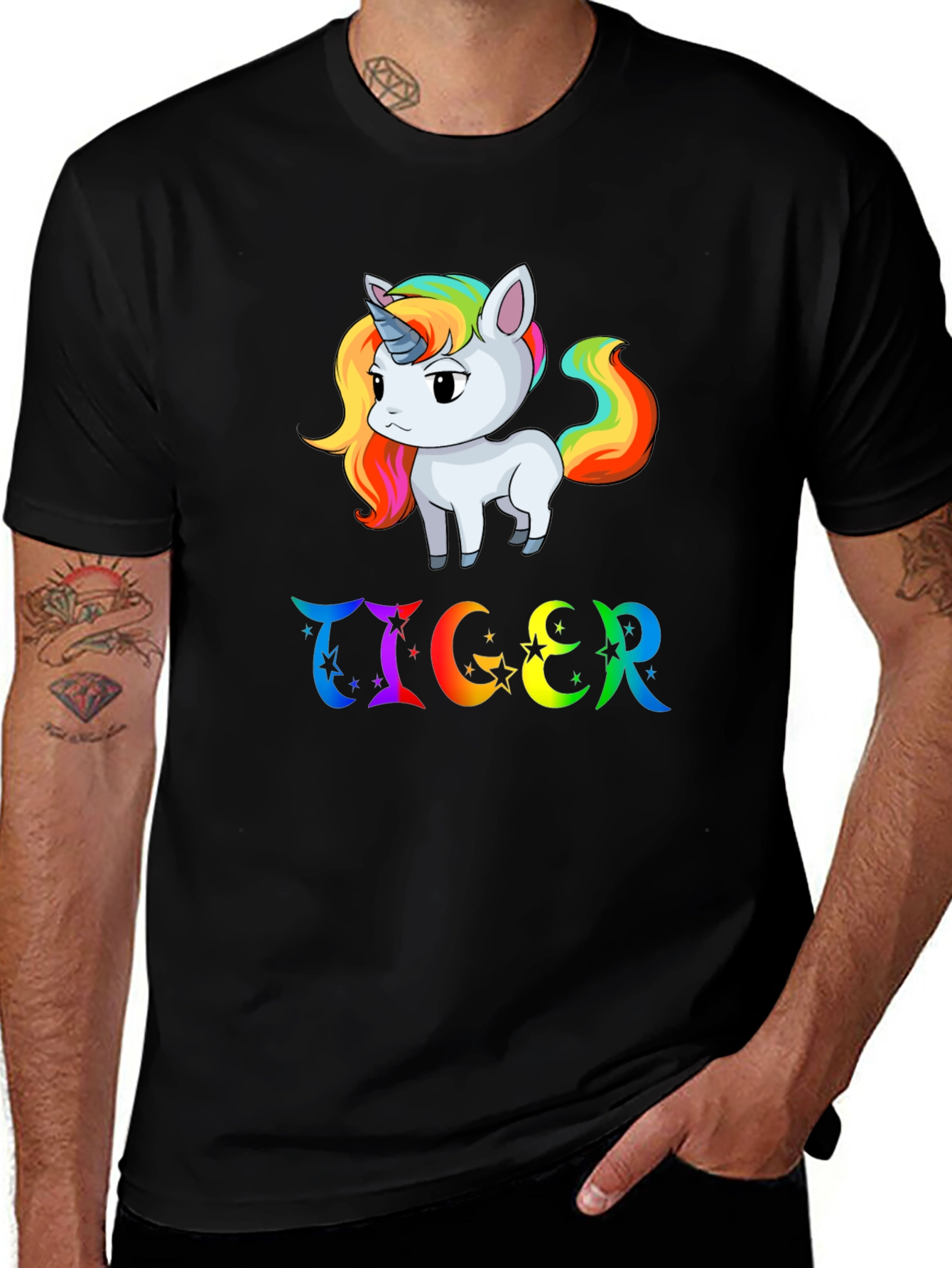 Rainbow Unicorn & TIGER Graphic Tee