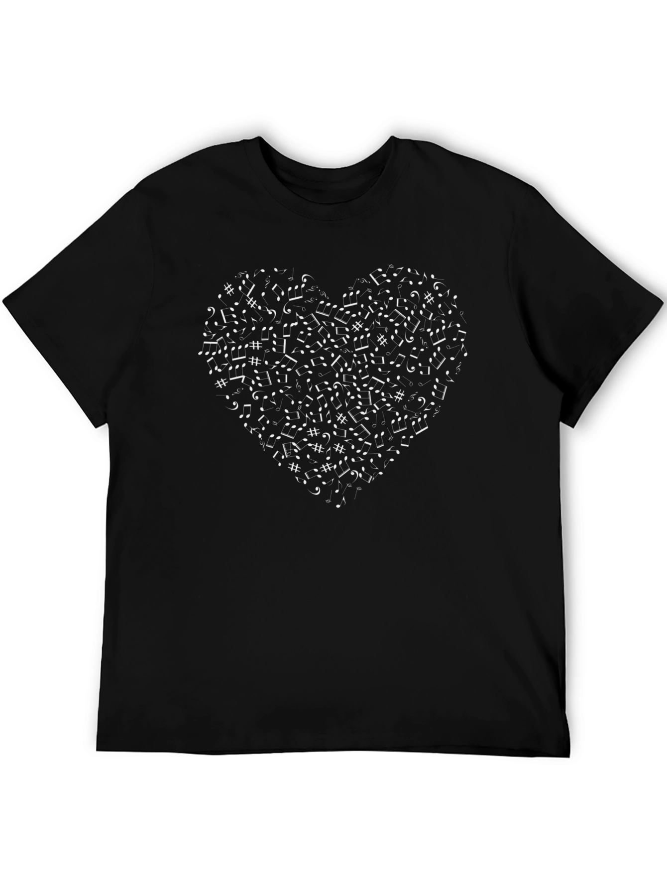 Music Heart Graphic T-Shirt - Black Cotton Tee