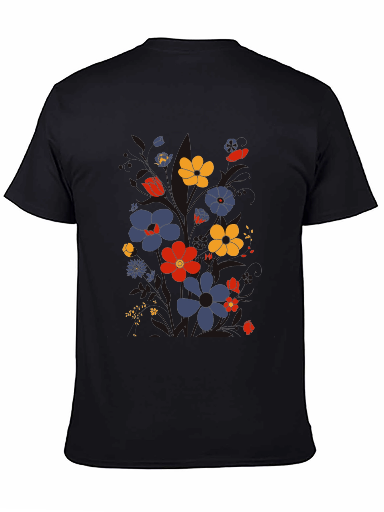Floral Graphic Print T-Shirt - Retro Style
