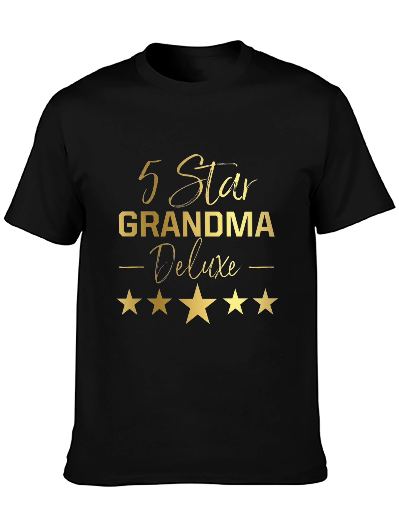 5 Star Grandma Deluxe Black T-Shirt