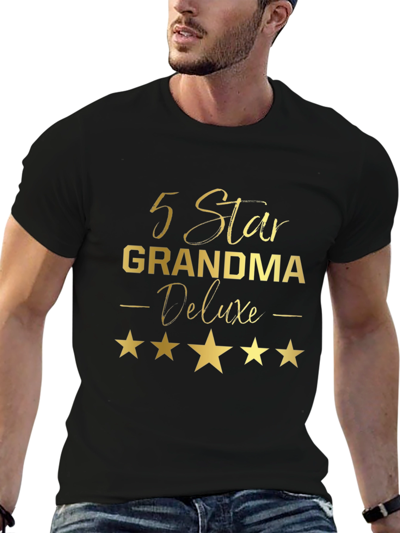 5 Star Grandma Deluxe Black T-Shirt
