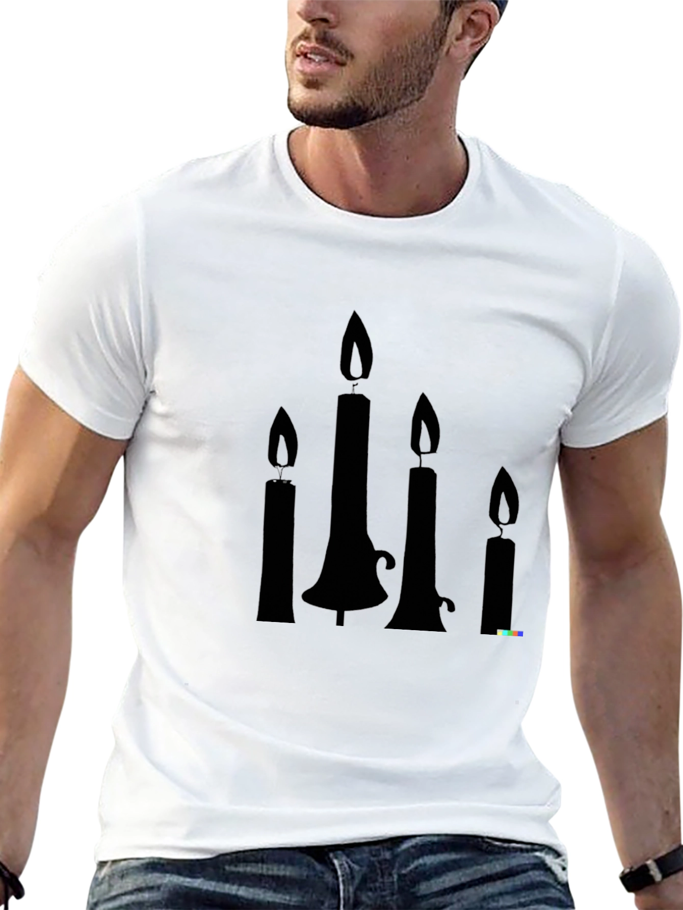 Candle Silhouette Graphic T-Shirt - Black