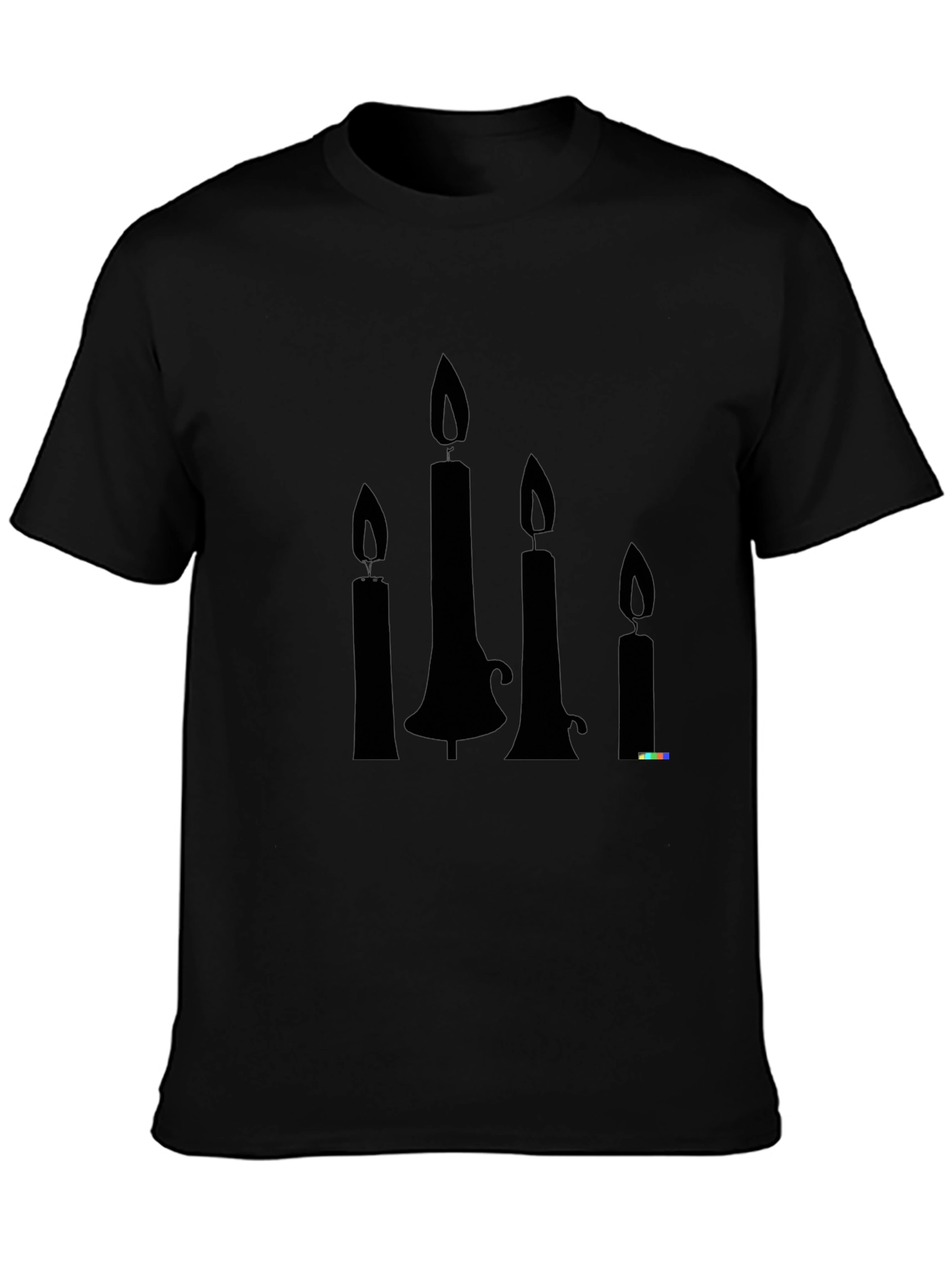 Candle Silhouette Graphic T-Shirt - Black