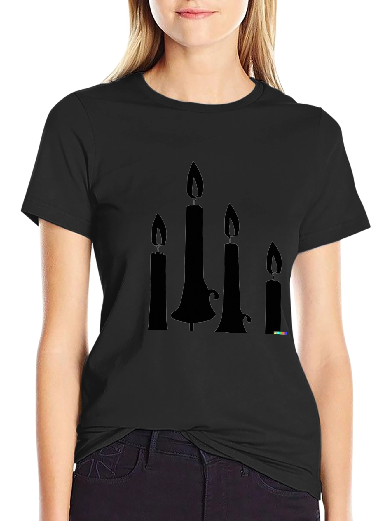 Candle Silhouette Graphic T-Shirt - Black