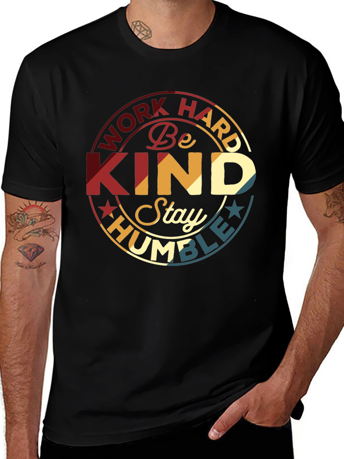 Work Hard Be Kind T-Shirt - Retro Design