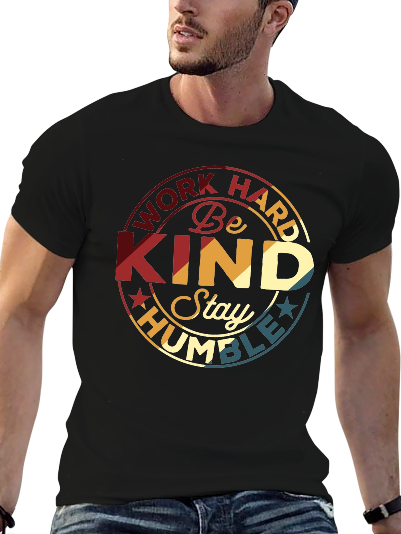 Work Hard Be Kind T-Shirt - Retro Design