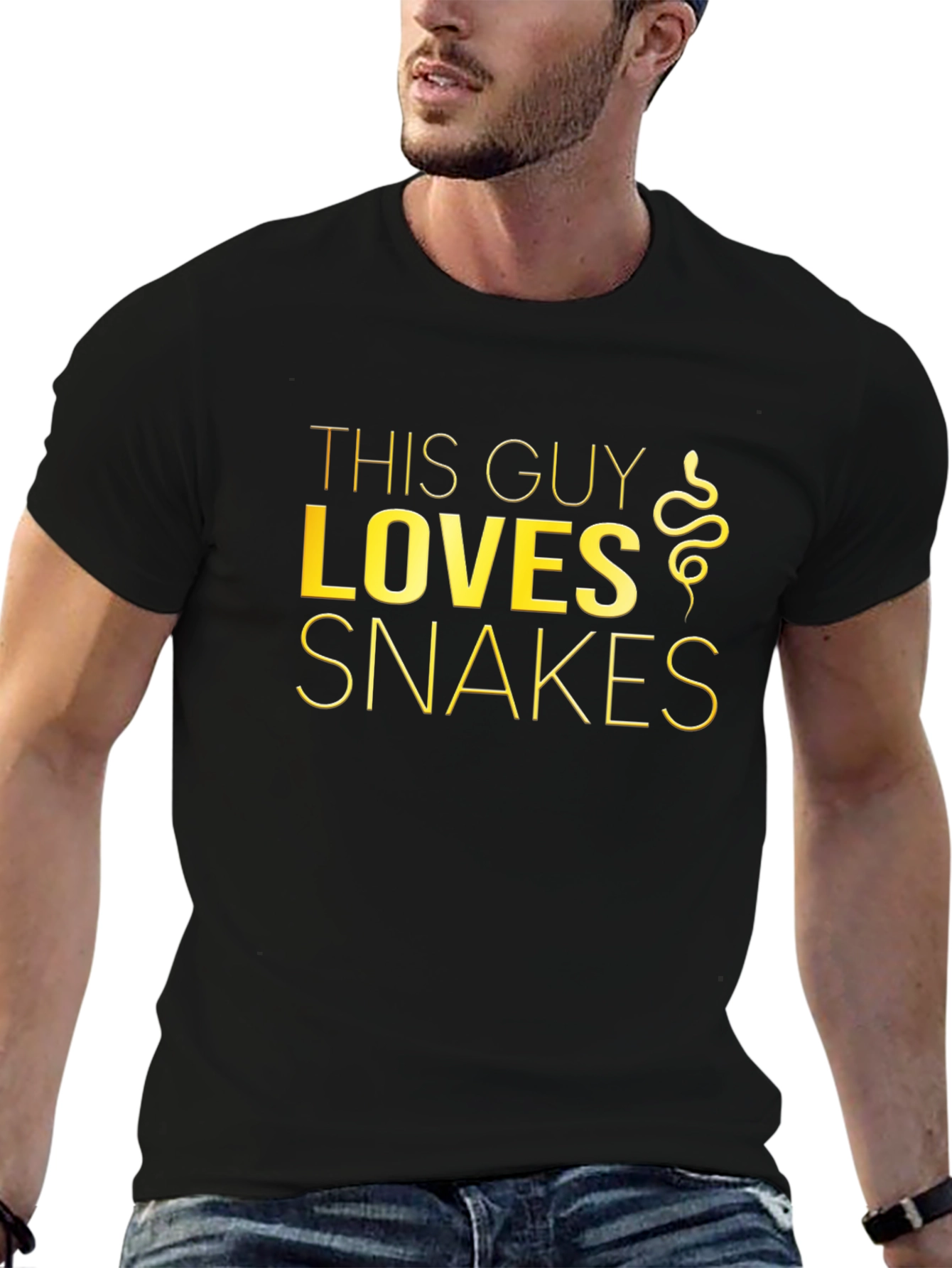 This Guy Loves Snakes T-Shirt - Mens Black Tee