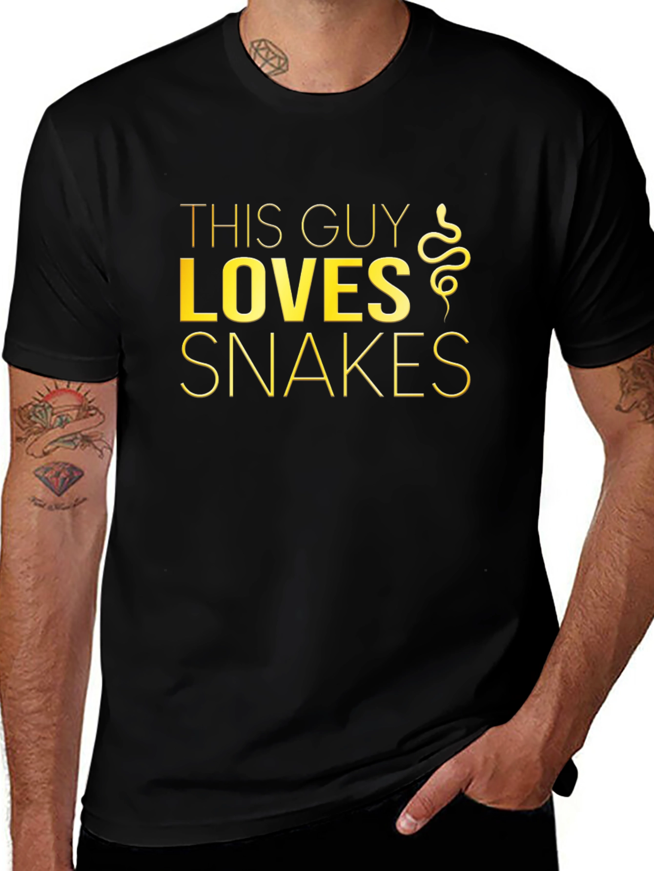 This Guy Loves Snakes T-Shirt - Mens Black Tee