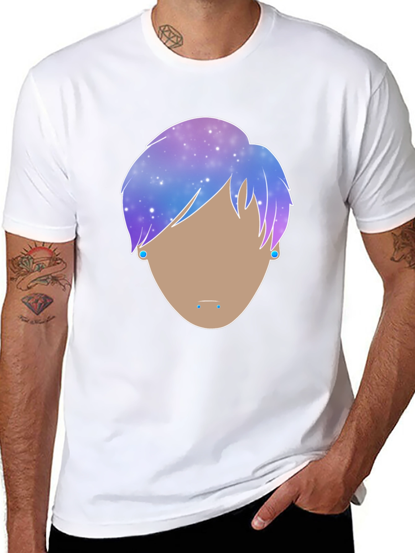 Galaxy Hair Graphic Tee - Modern Art T-Shirt