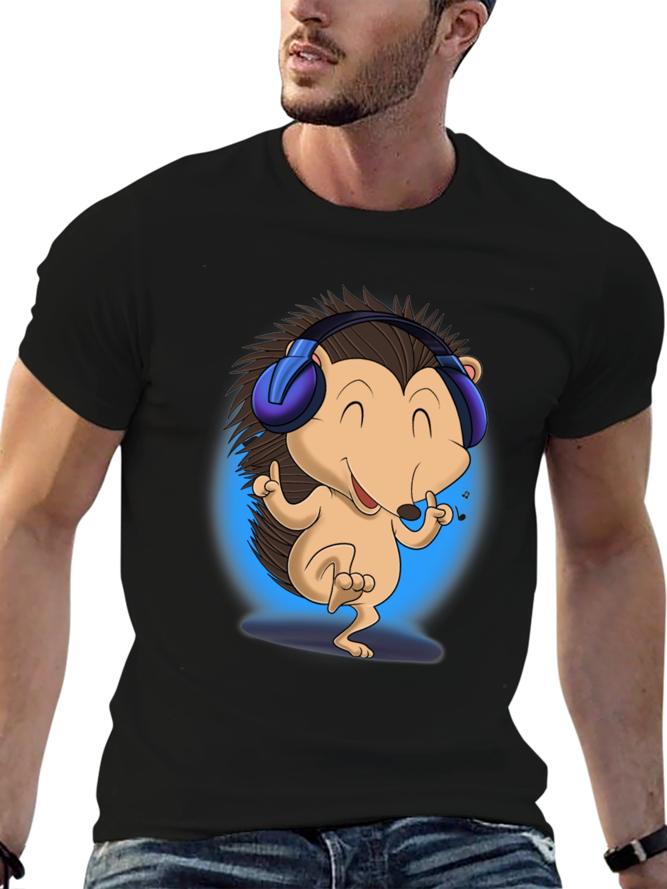 Cool Hedgehog Music Lover T-Shirt