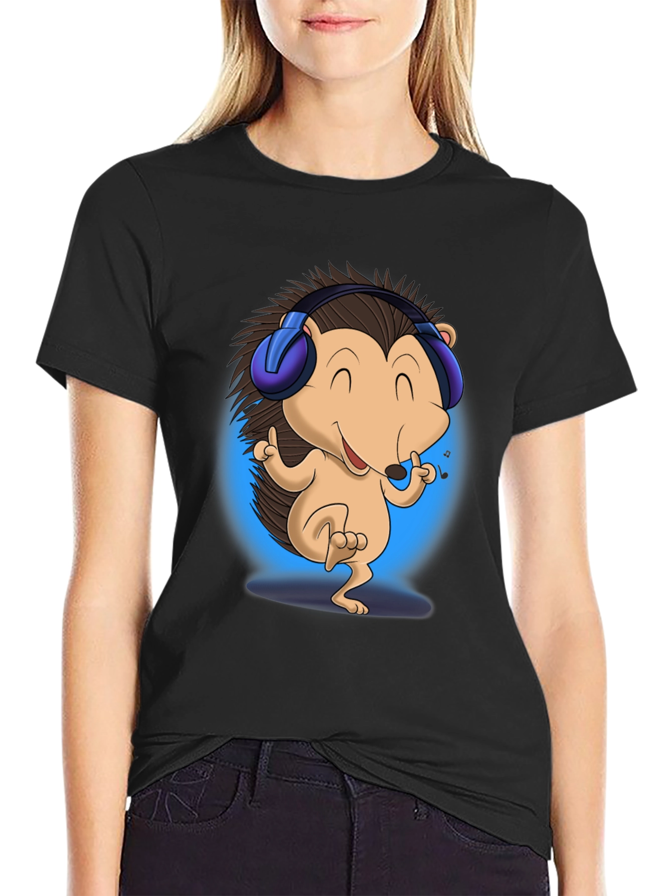 Cool Hedgehog Music Lover T-Shirt