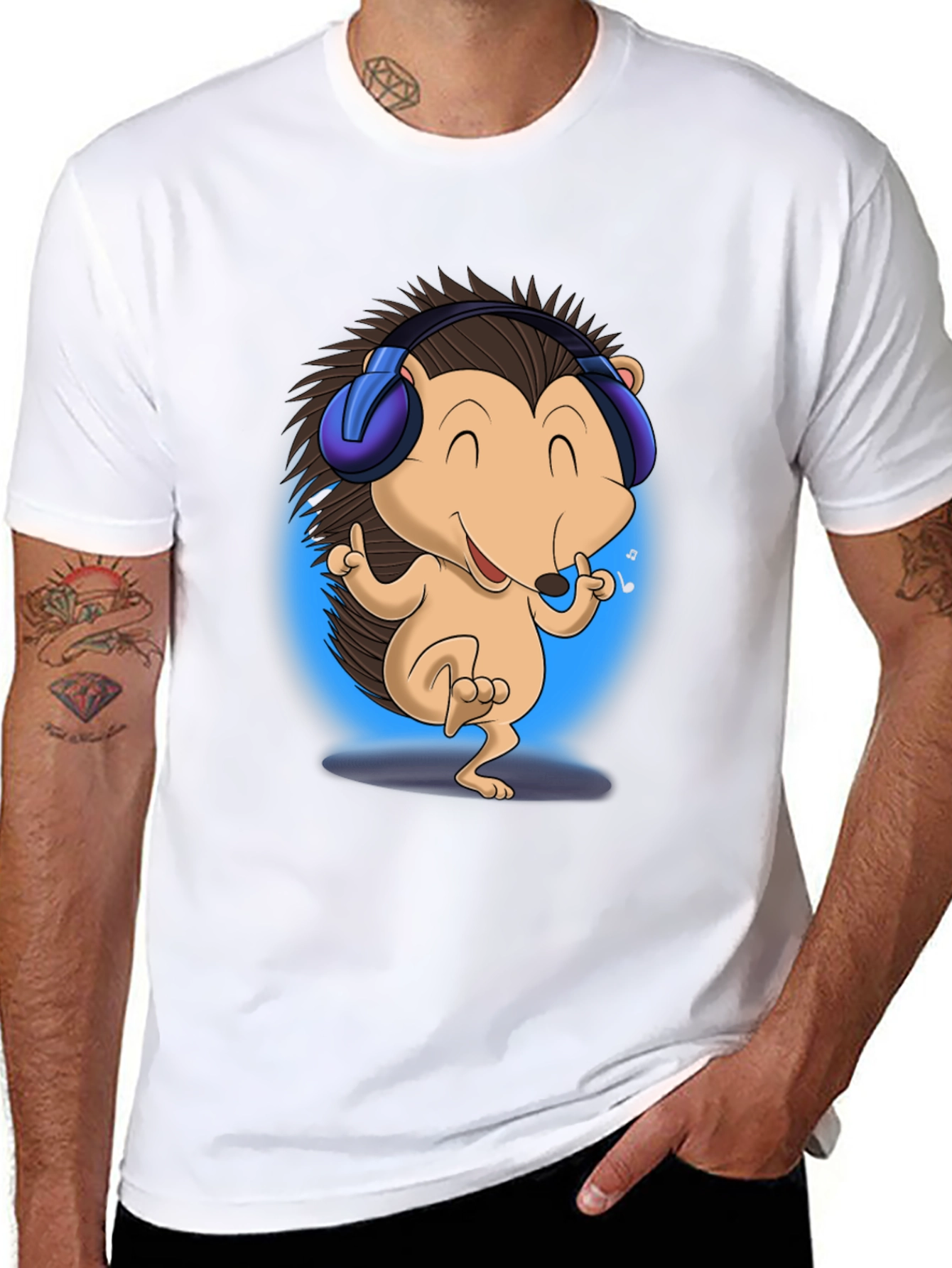 Cool Hedgehog Music Lover T-Shirt