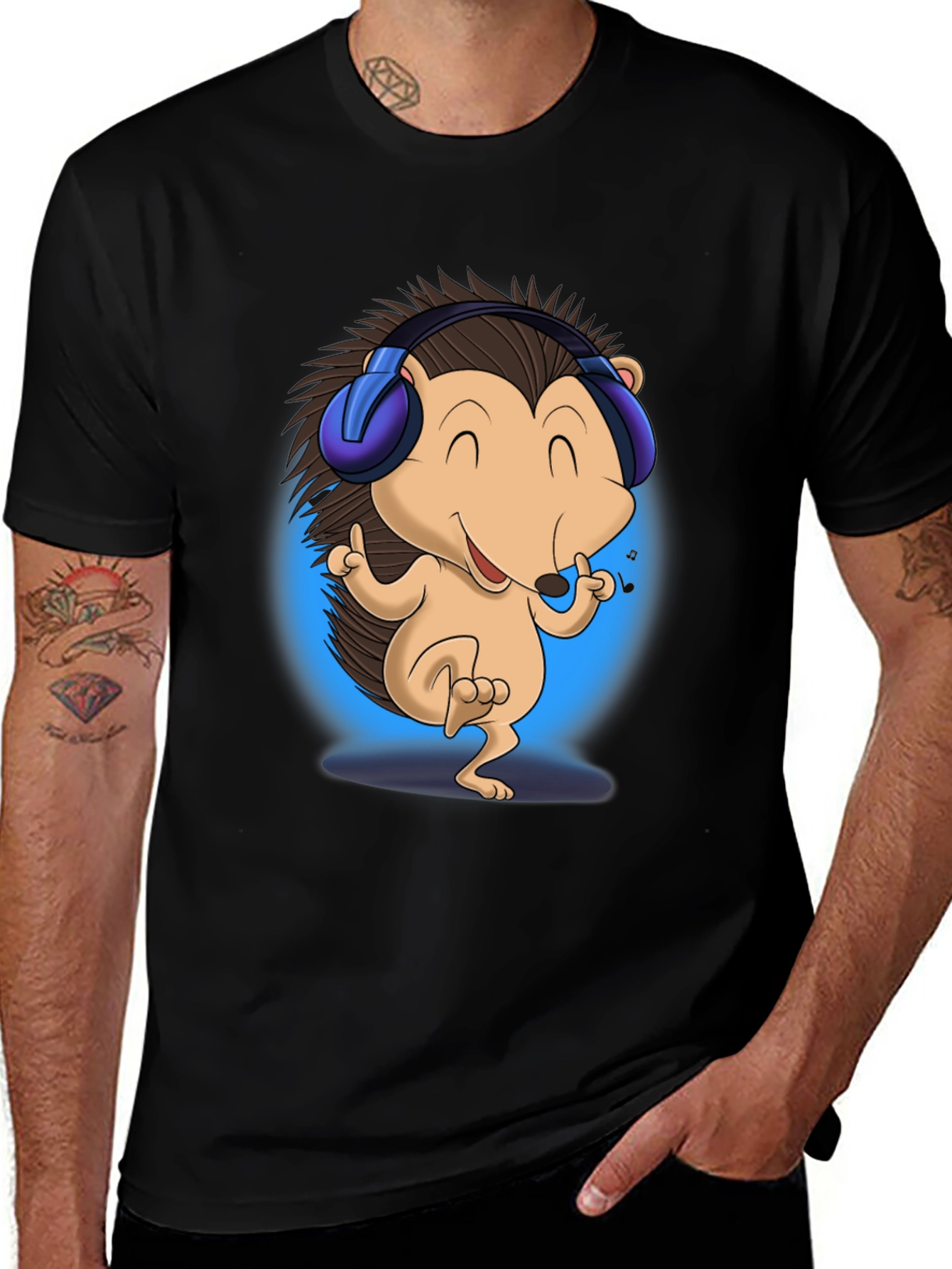 Cool Hedgehog Music Lover T-Shirt