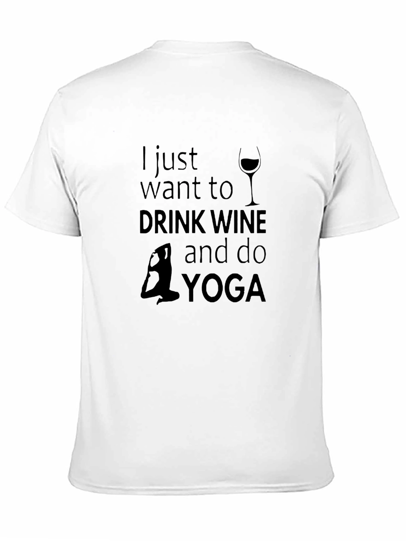 Drink Wine & Do Yoga Black Graphic T-Shirt