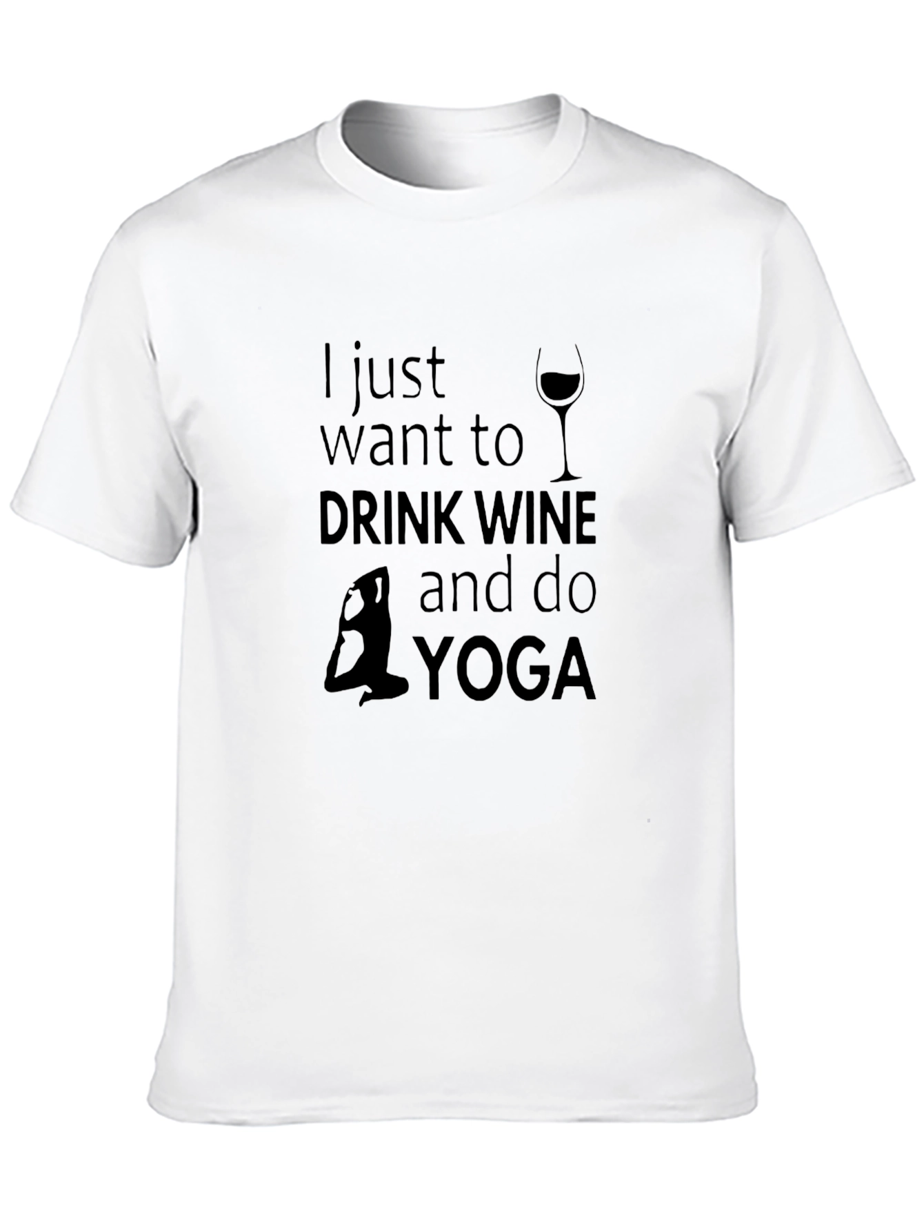 Drink Wine & Do Yoga Black Graphic T-Shirt