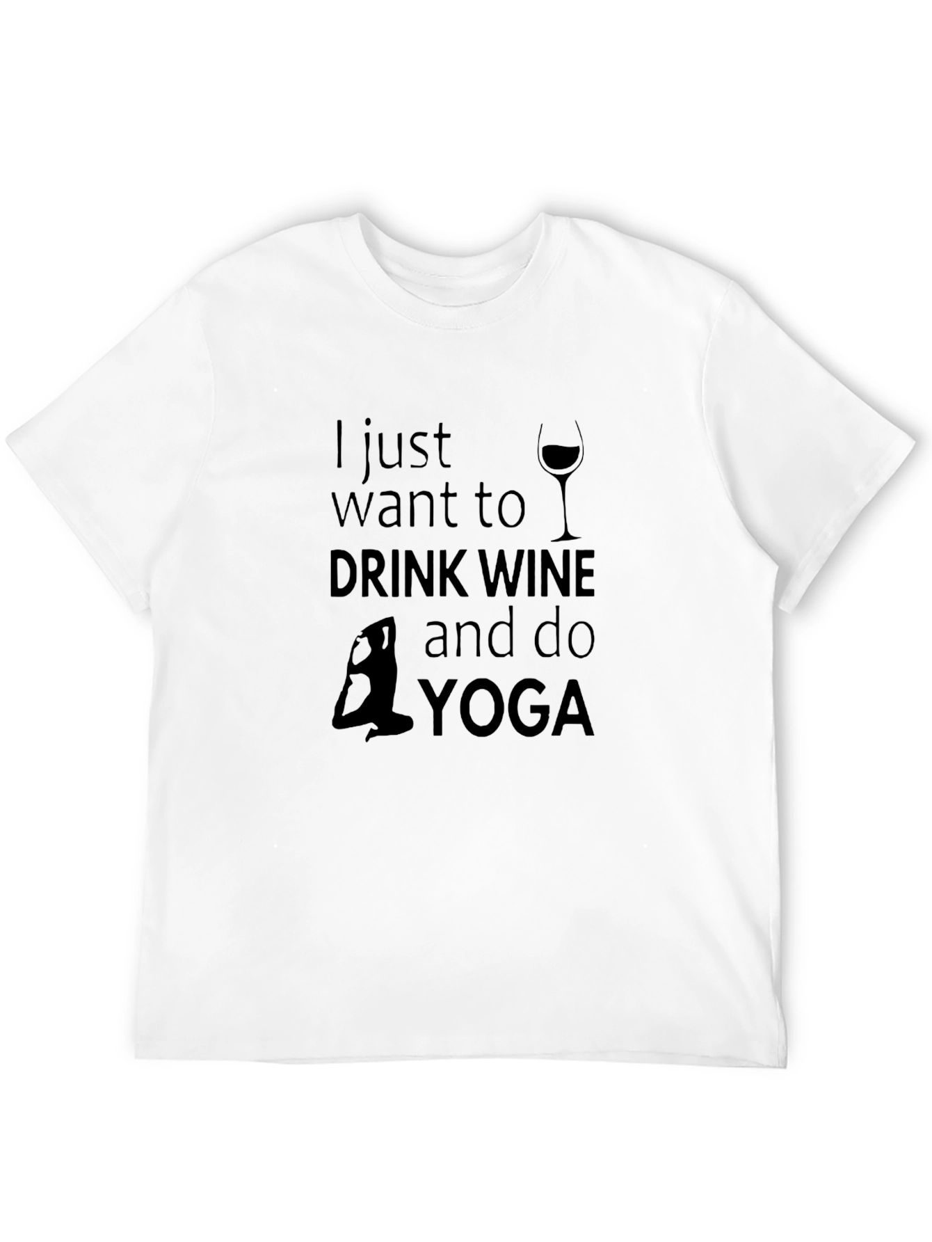 Drink Wine & Do Yoga Black Graphic T-Shirt
