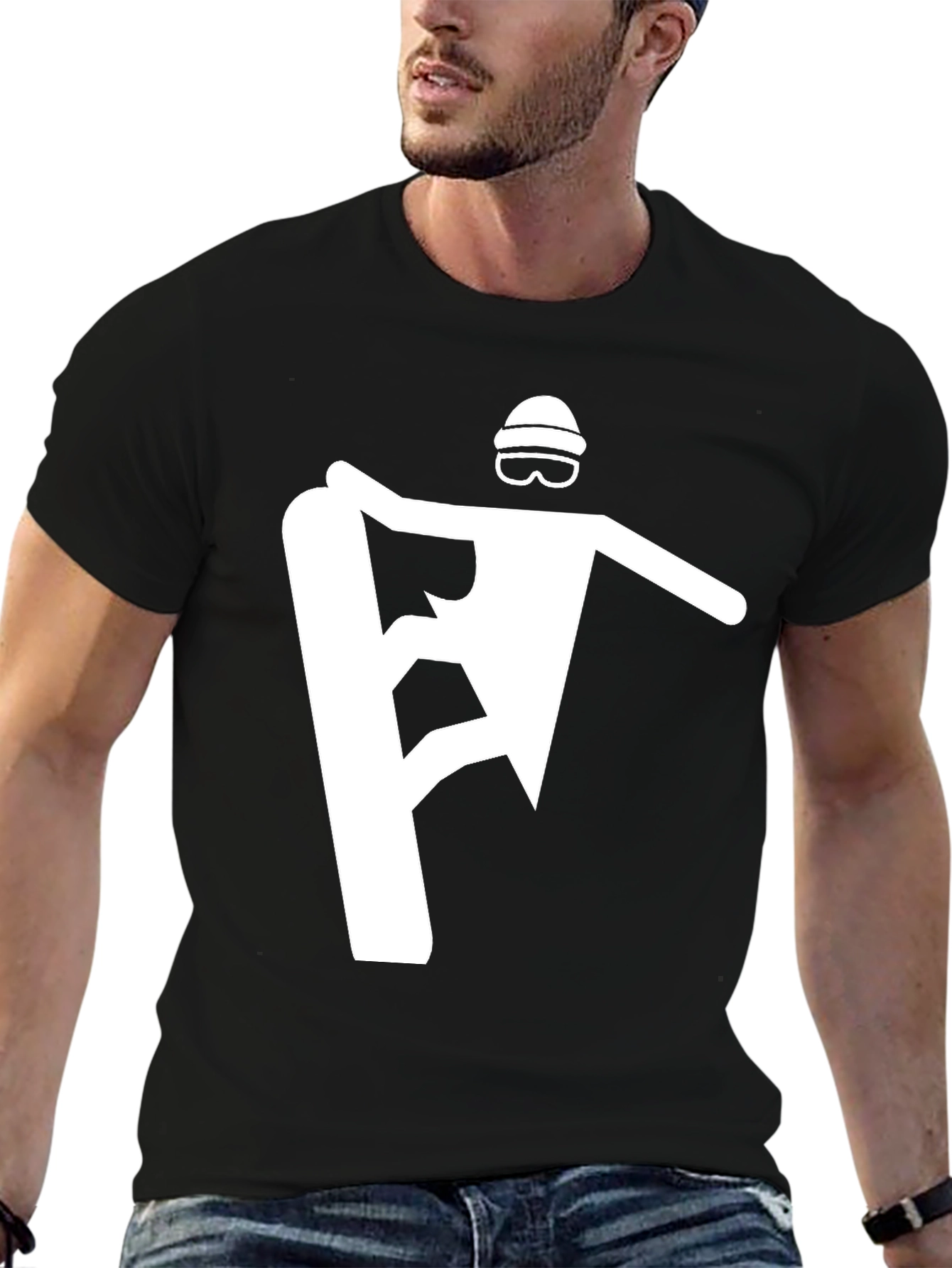 Cool Snowboarder Graphic Tee - Black