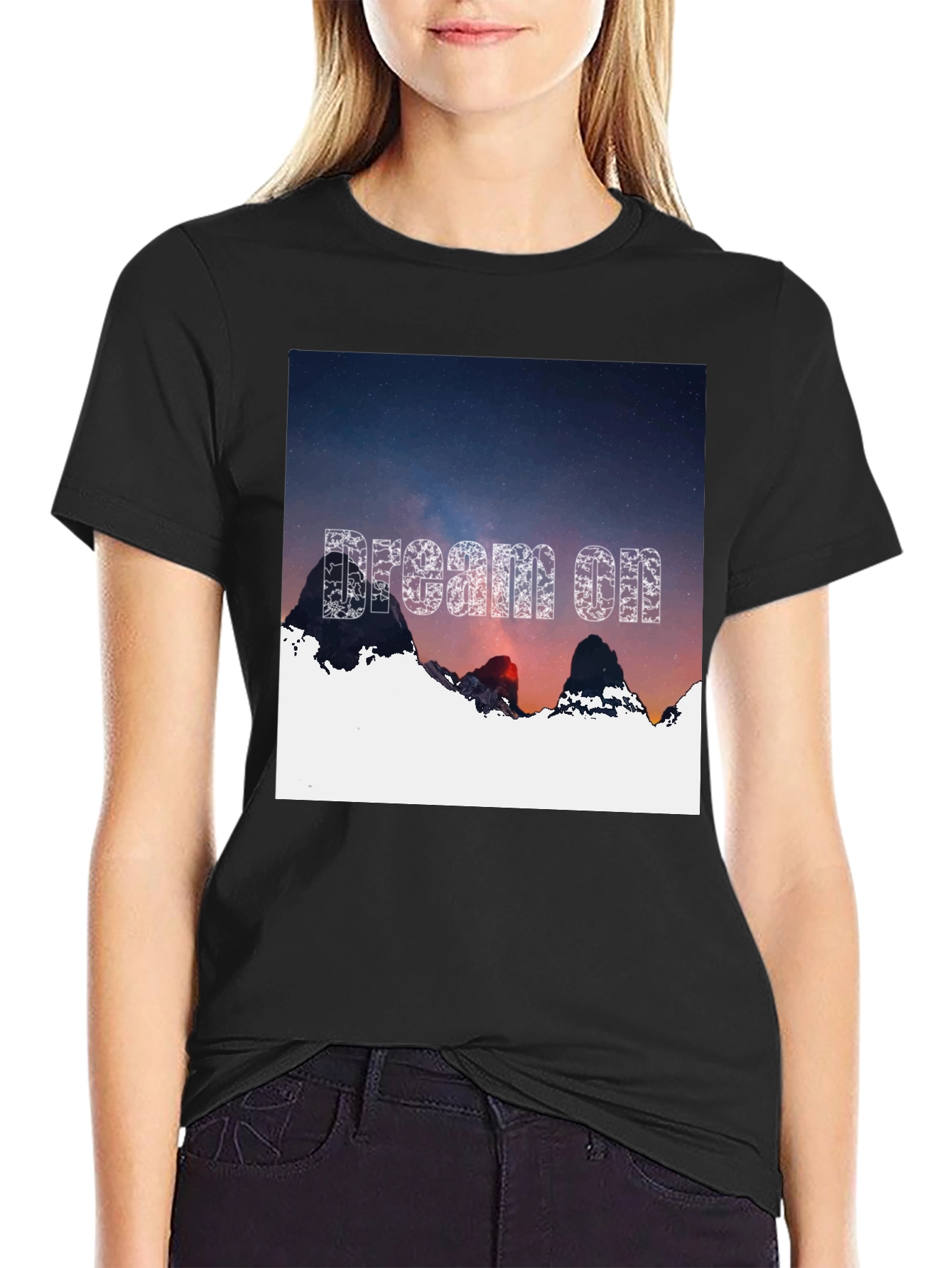 Dream On Graphic Tee - Black Cotton T-Shirt