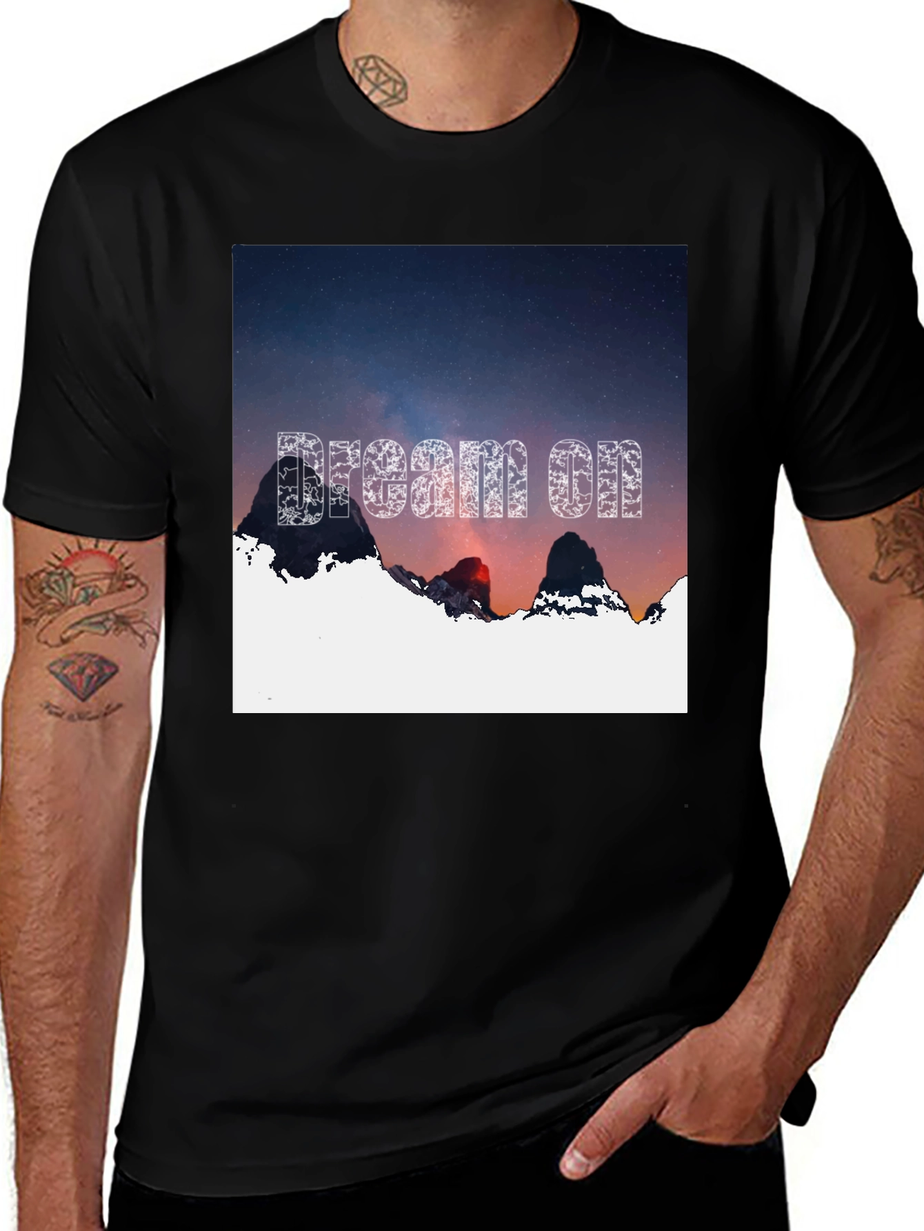 Dream On Graphic Tee - Black Cotton T-Shirt