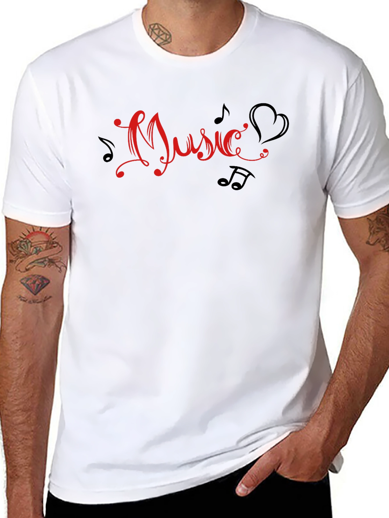 Music Heartbeat Crew Neck Short Sleeve T-Shirt