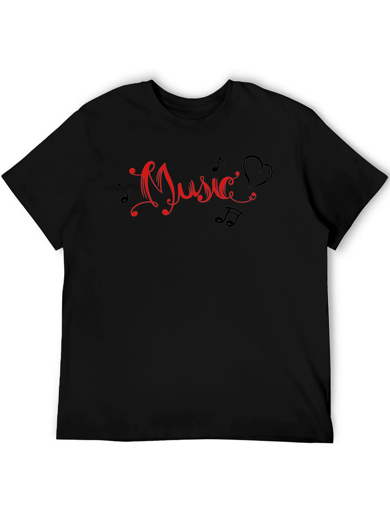 Music Heartbeat Crew Neck Short Sleeve T-Shirt