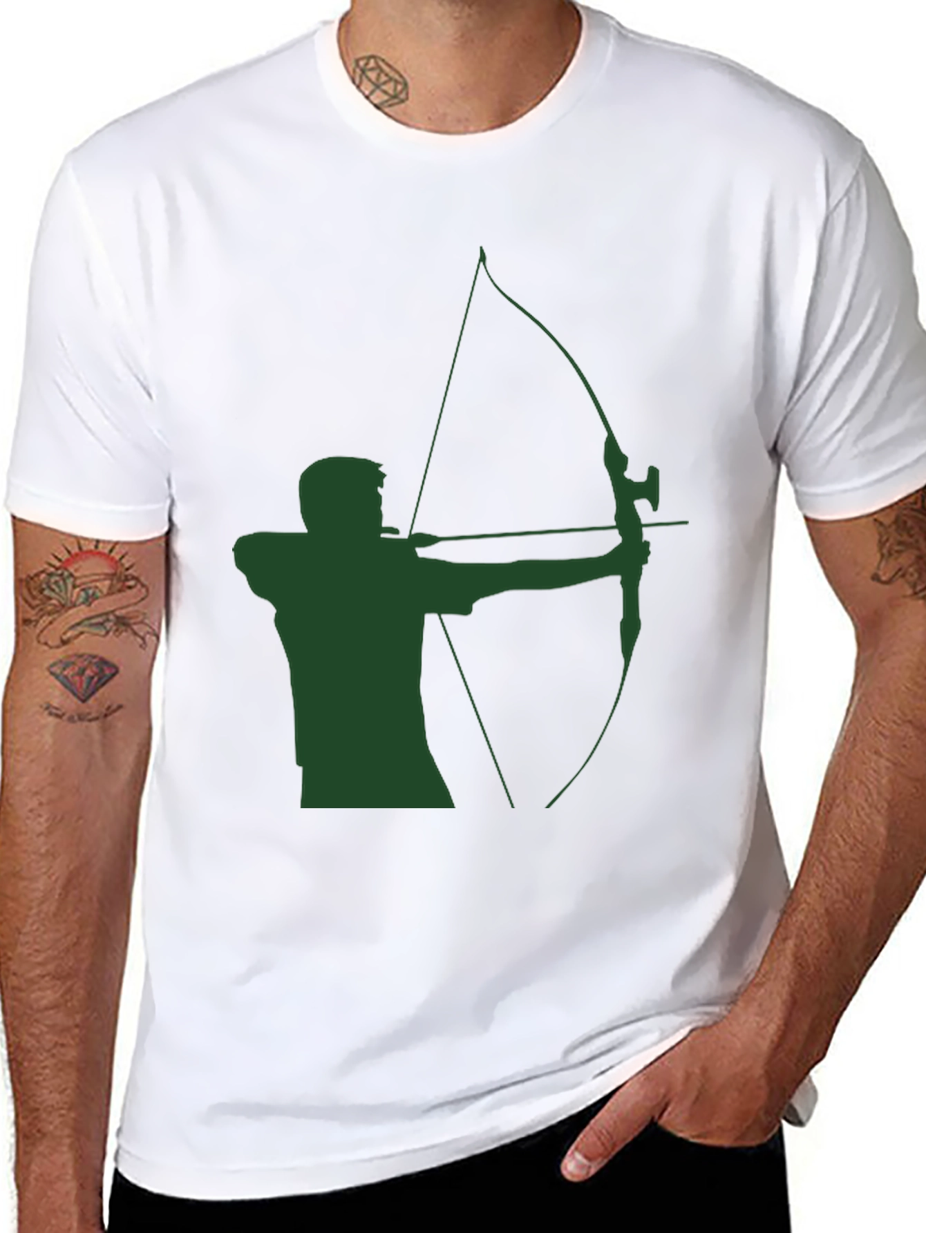 Archery Graphic Tee - Green Arrow Silhouette