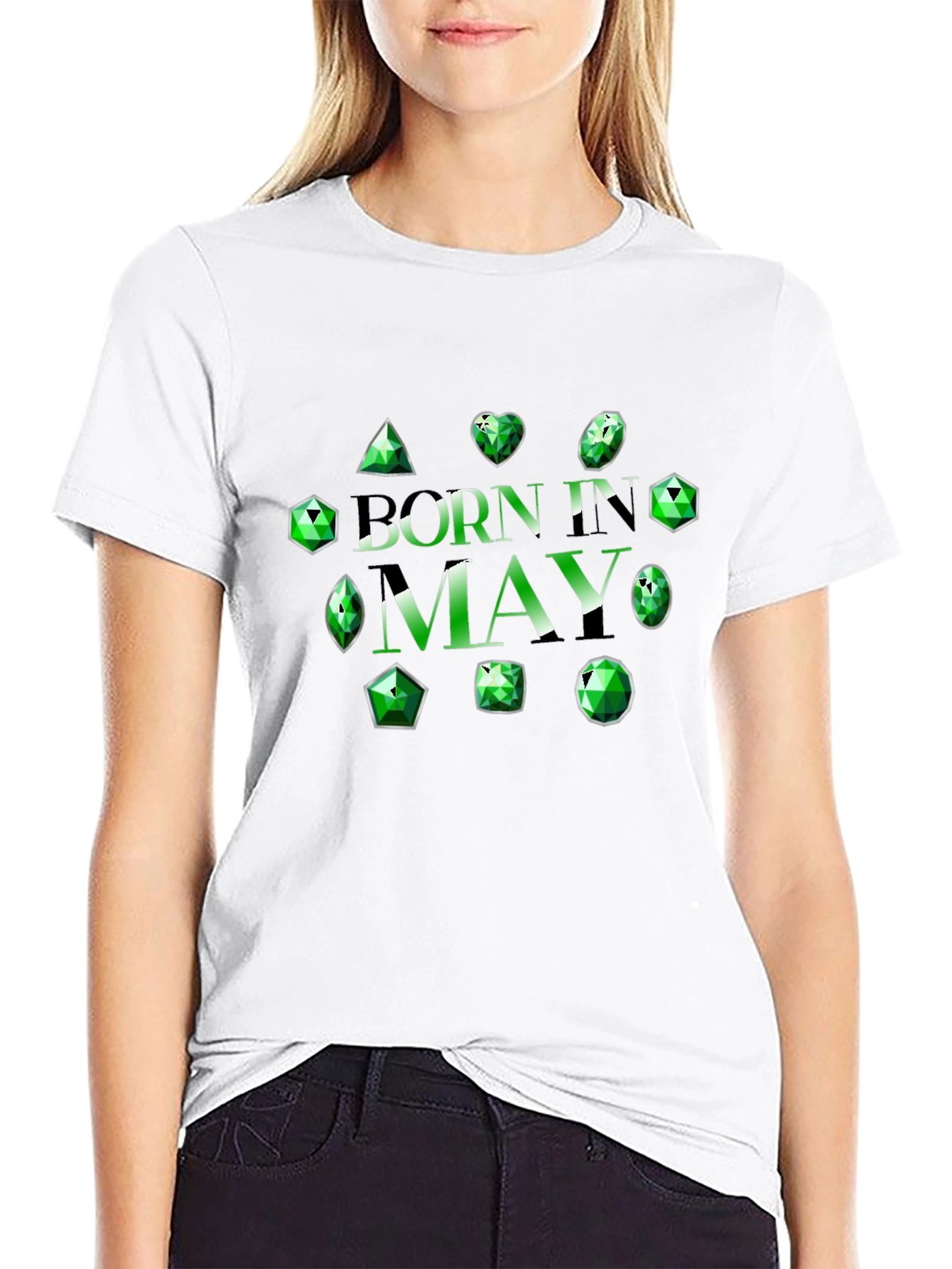 Born in May Emerald Gemstone T-Shirt