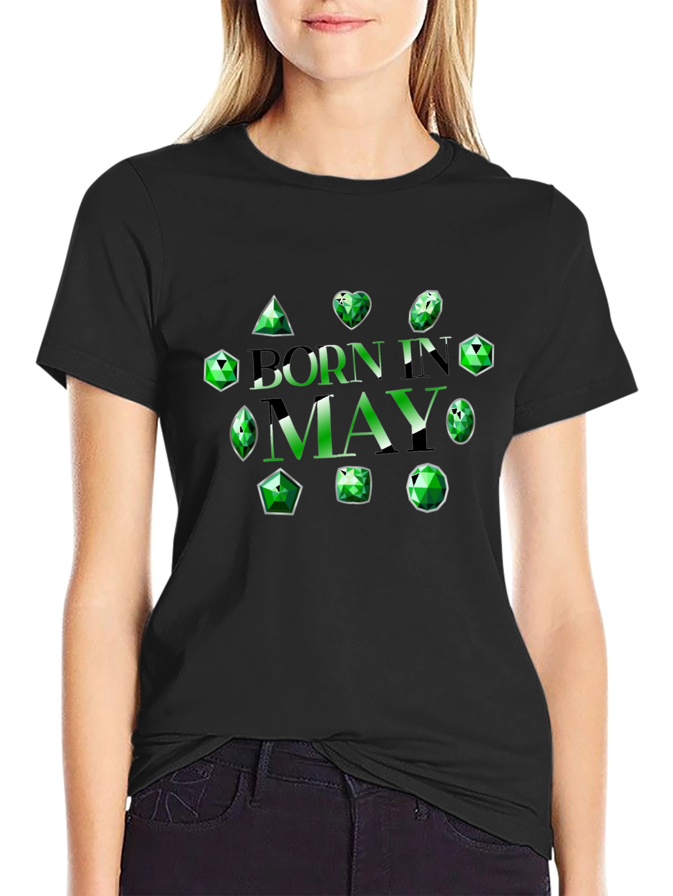Born in May Emerald Gemstone T-Shirt