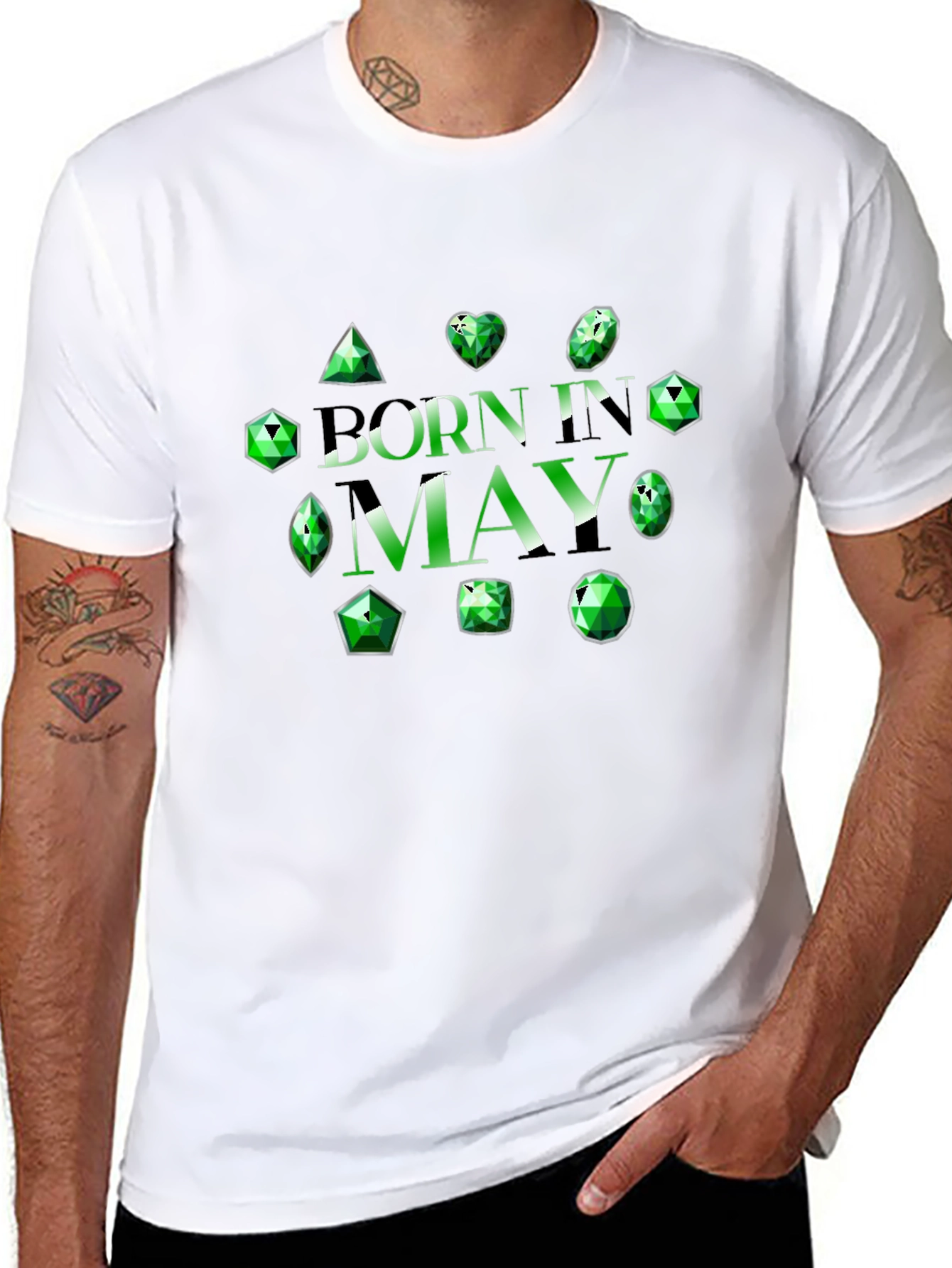 Born in May Emerald Gemstone T-Shirt