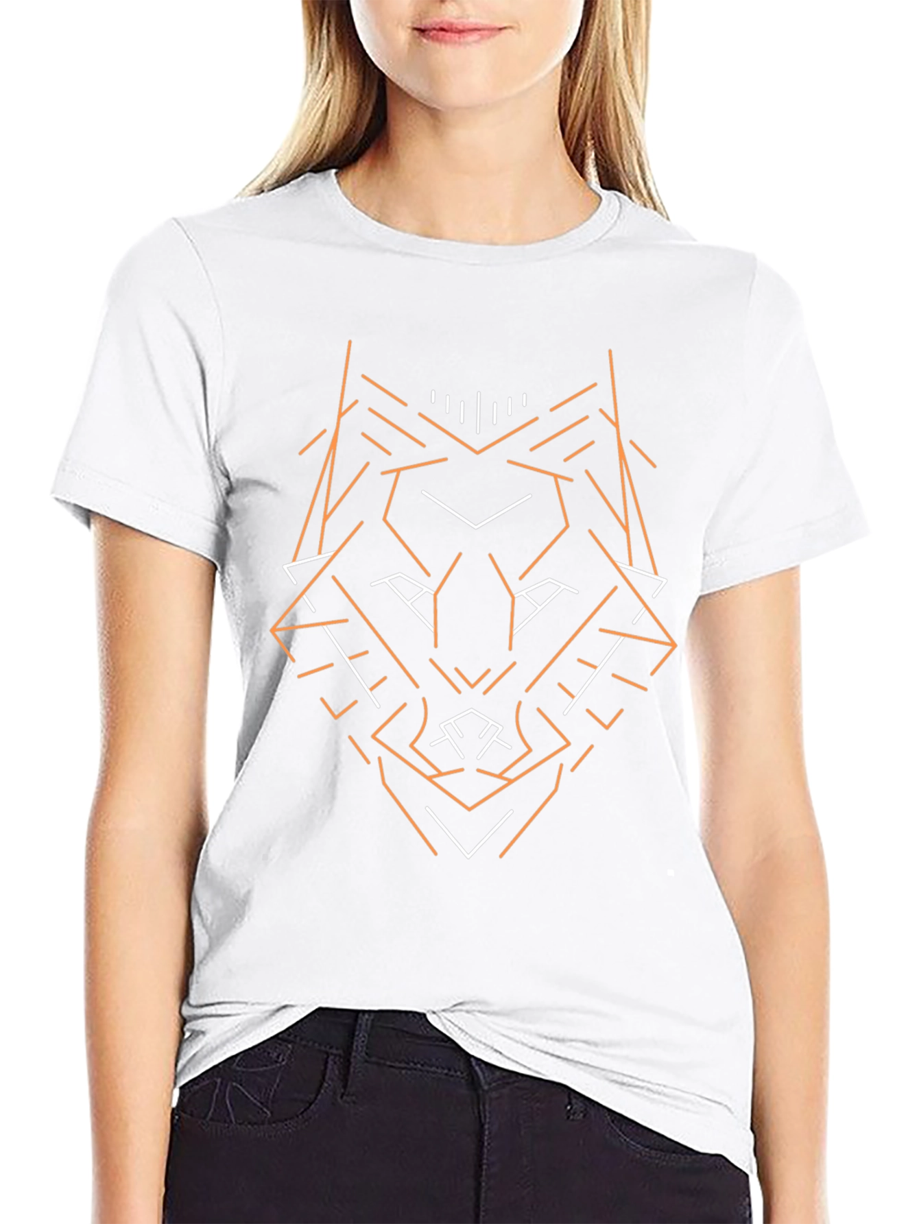 Geometric Wolf Graphic Tee - Modern Black T-Shirt
