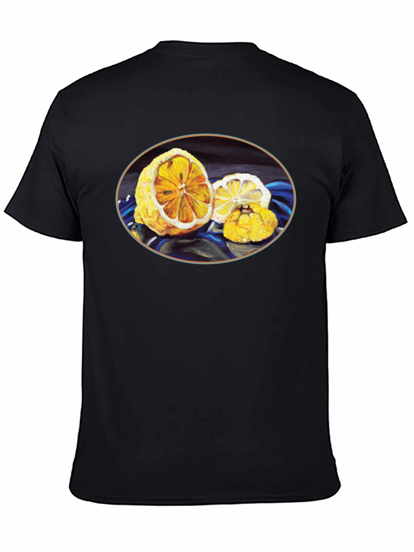 Lemon Art Graphic Tee - Stylish Black Cotton T-Shirt