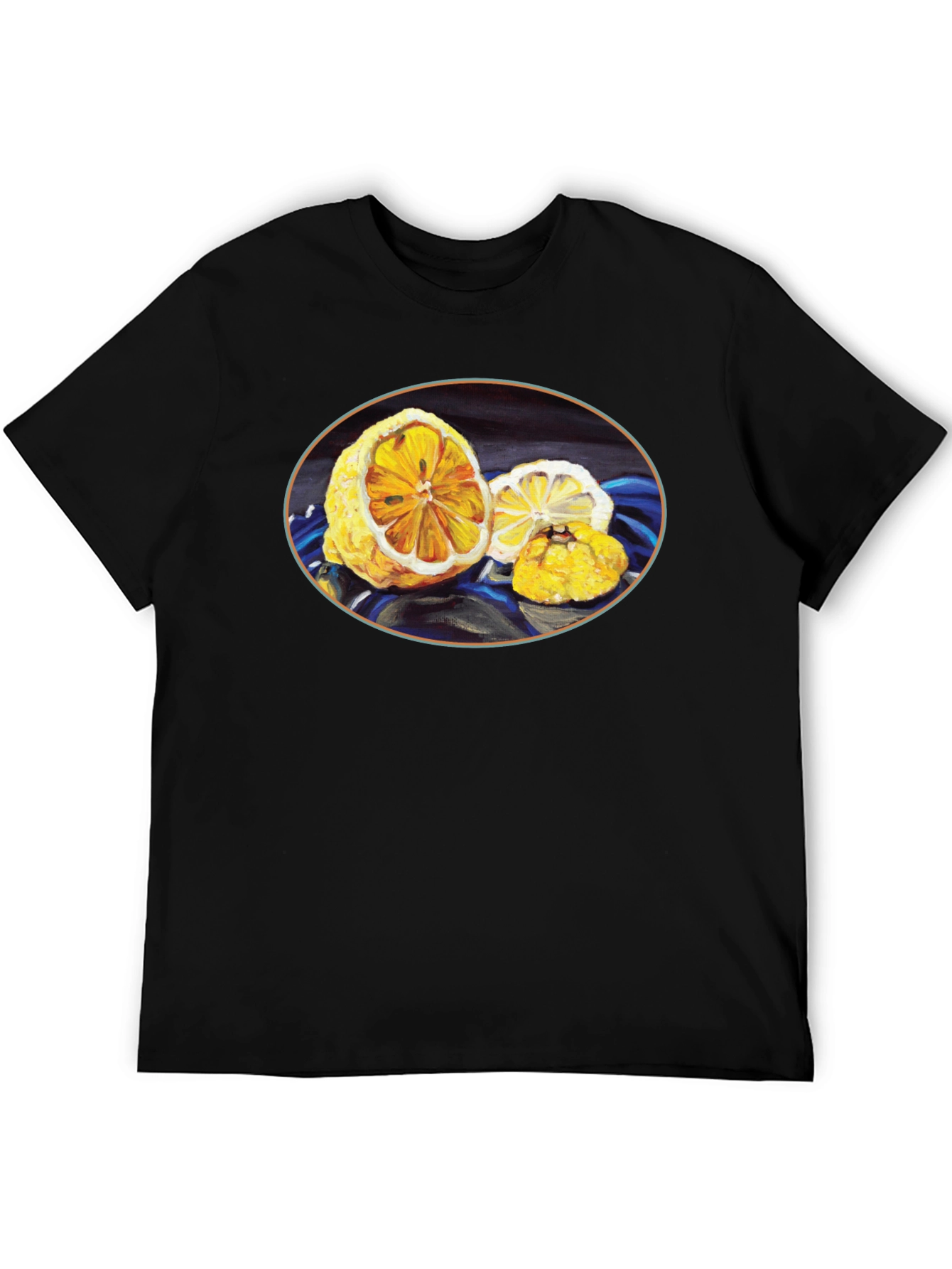 Lemon Art Graphic Tee - Stylish Black Cotton T-Shirt